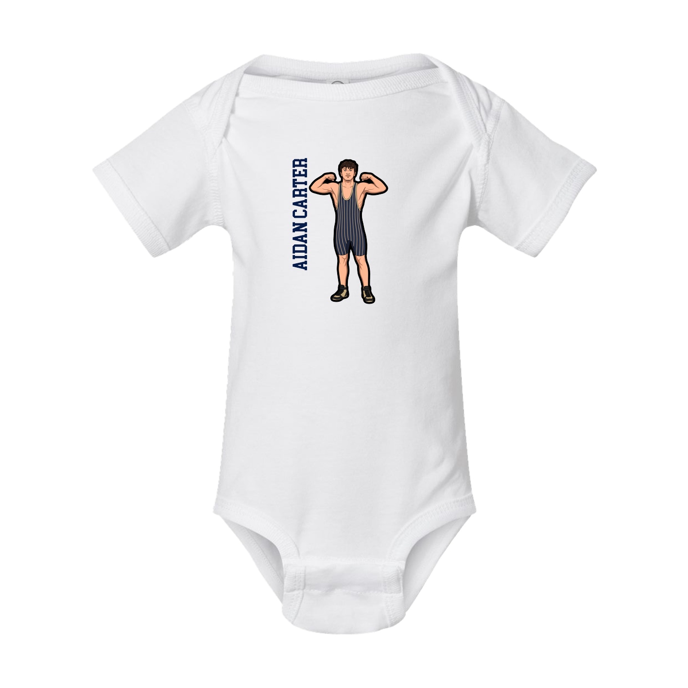 Baby Onesie — Name Vertical in White