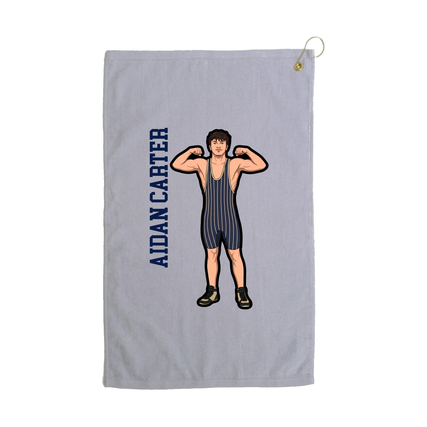 Golf Towel — Name Vertical in Grey