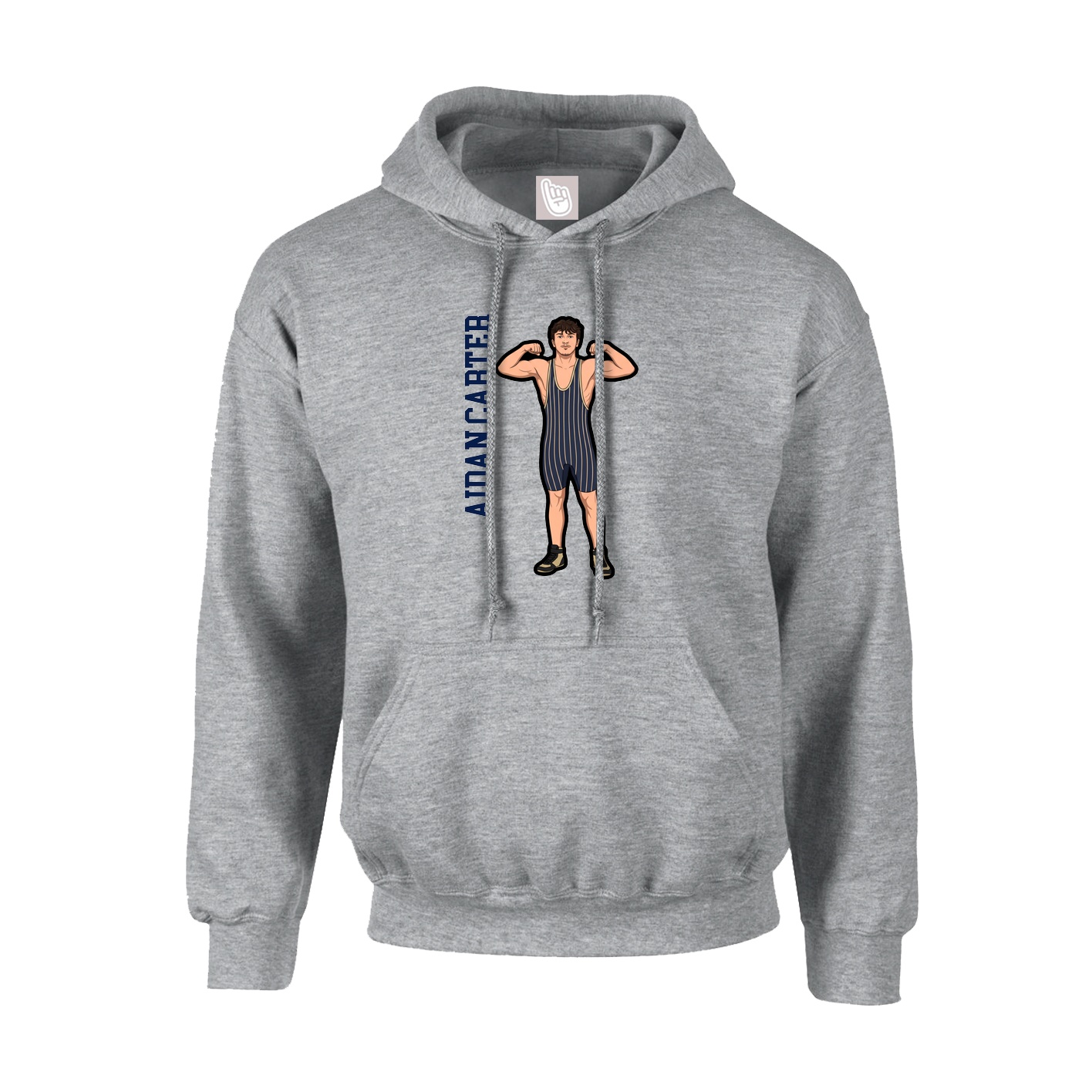 Youth Hoodie — Name Vertical in Grey
