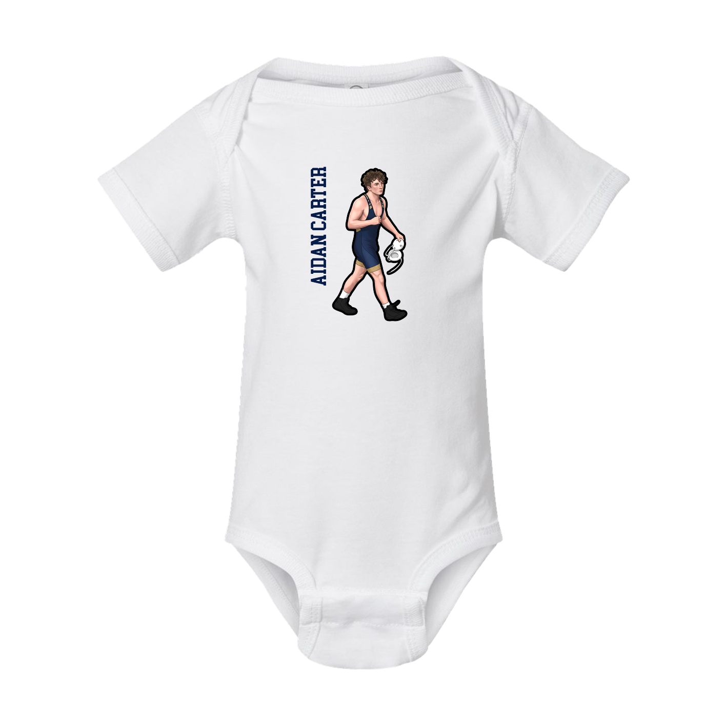 Baby Onesie — Name Vertical in White