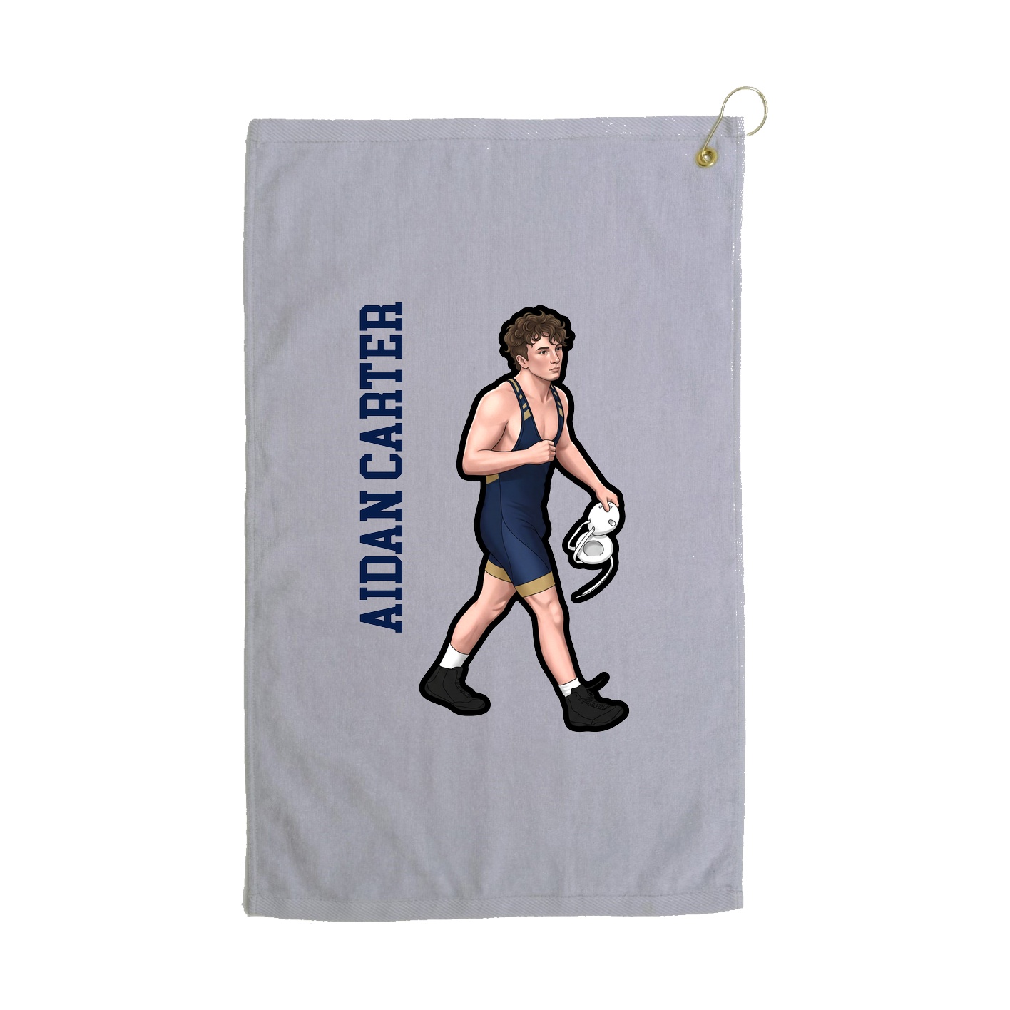 Golf Towel — Name Vertical in Grey