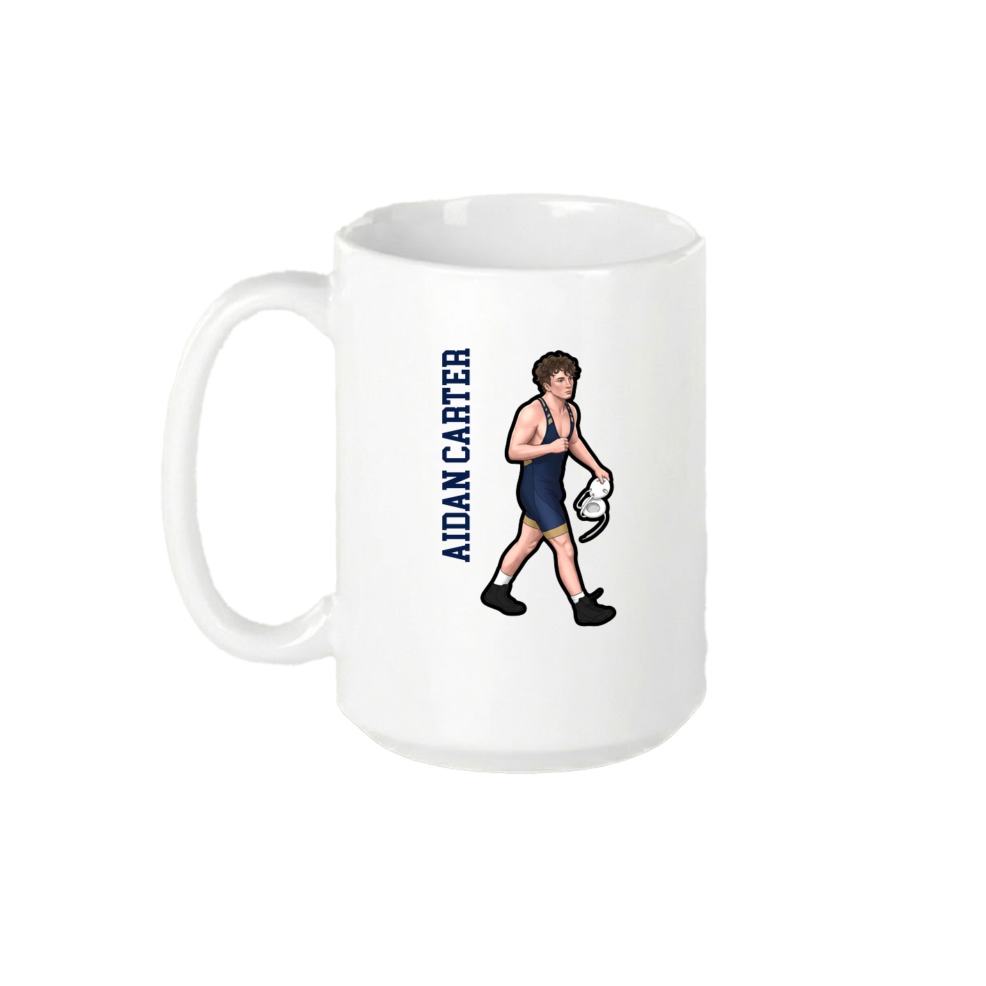 15oz Coffee Mug — Name Vertical in White