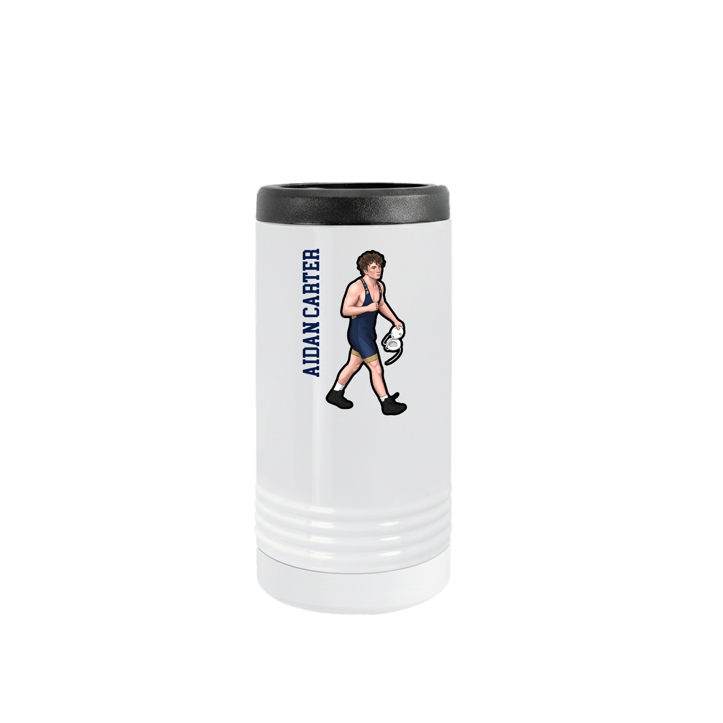 Slim Beverage Holder — Name Vertical in White