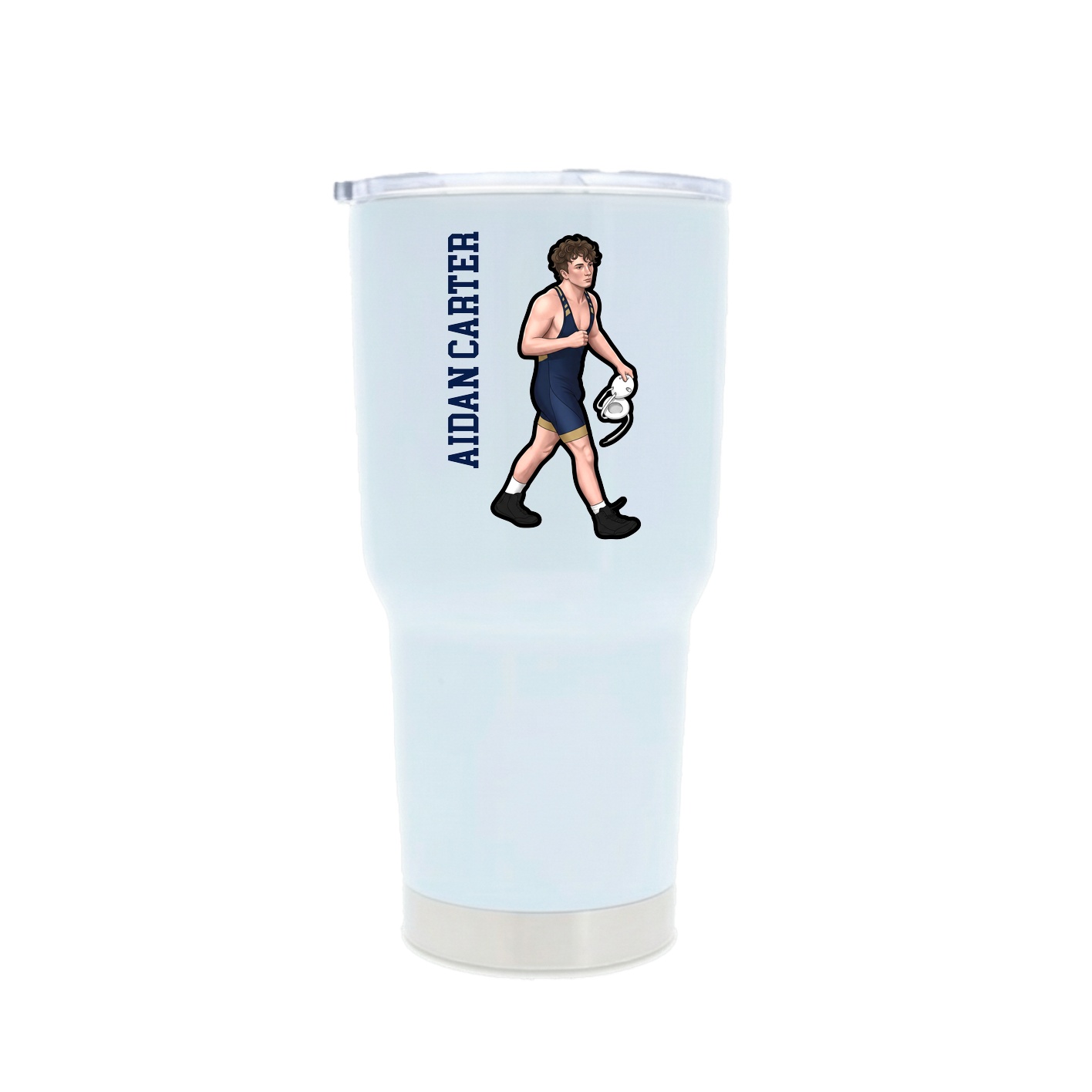 30oz Stainless Steel Tumbler — Name Vertical in White