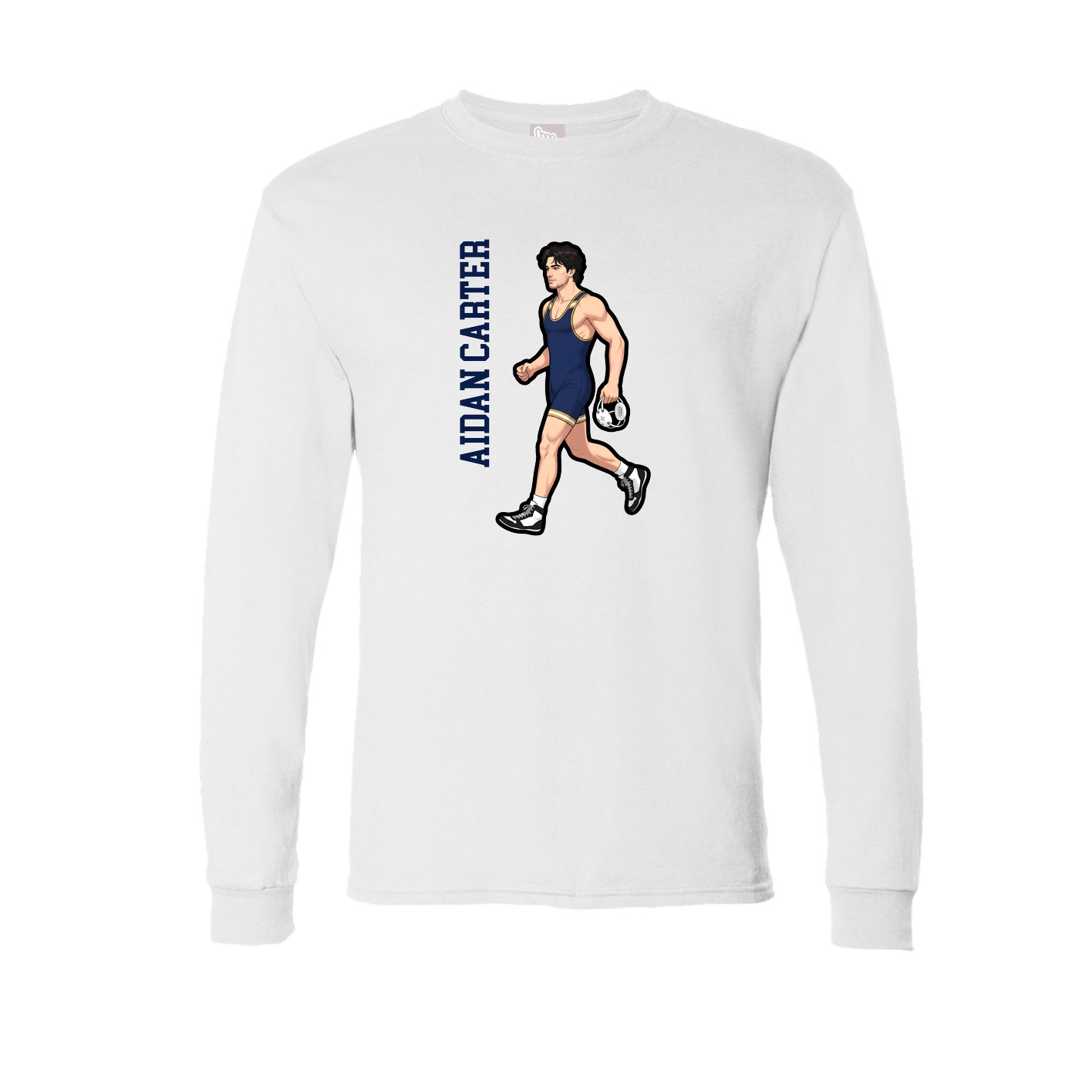Long Sleeve Tee — Name Vertical in White