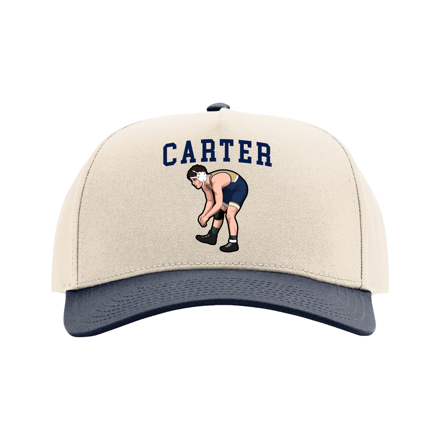 Full Fabric Five-Panel Champ Cap — Shirsey in Cream/Navy