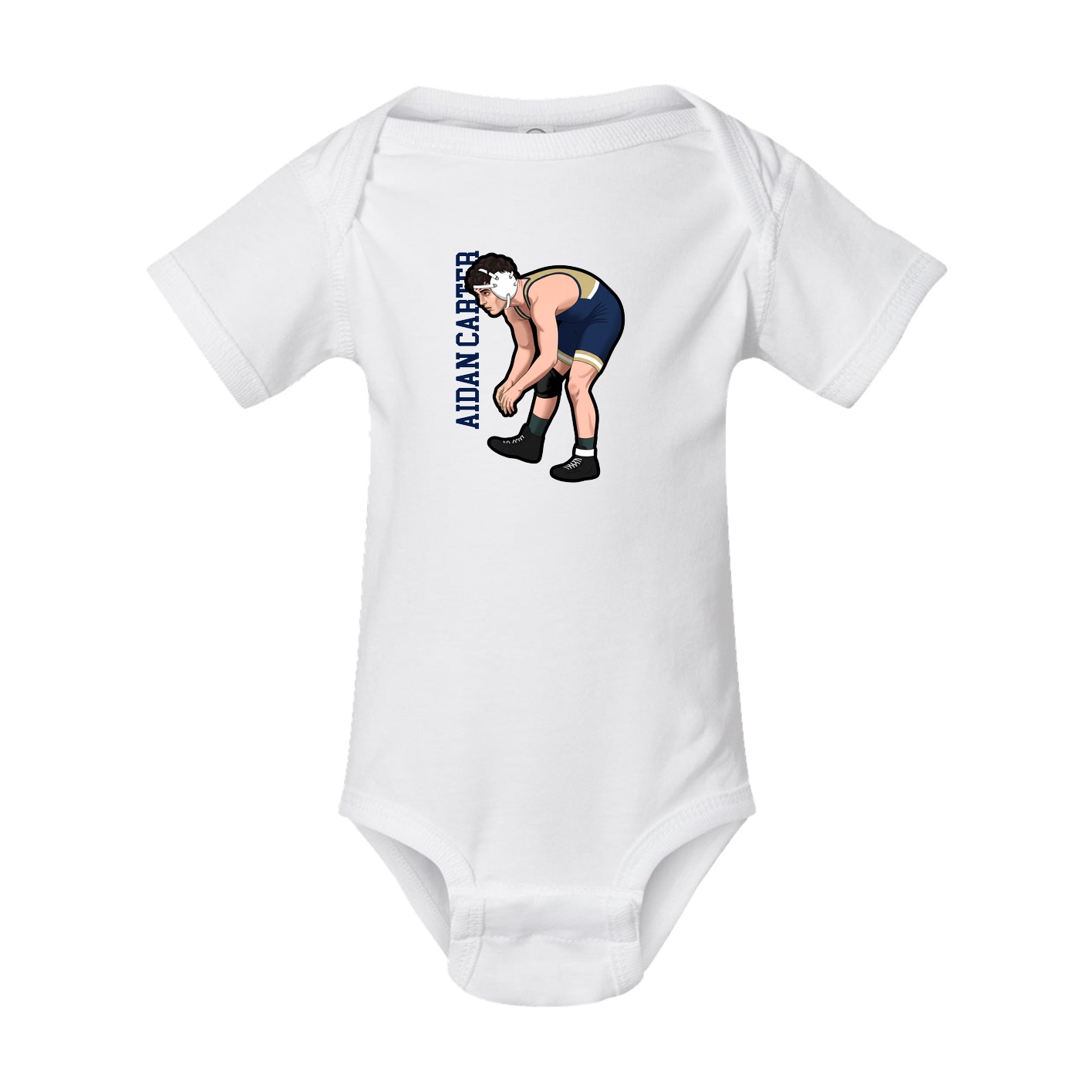 Baby Onesie — Name Vertical in White
