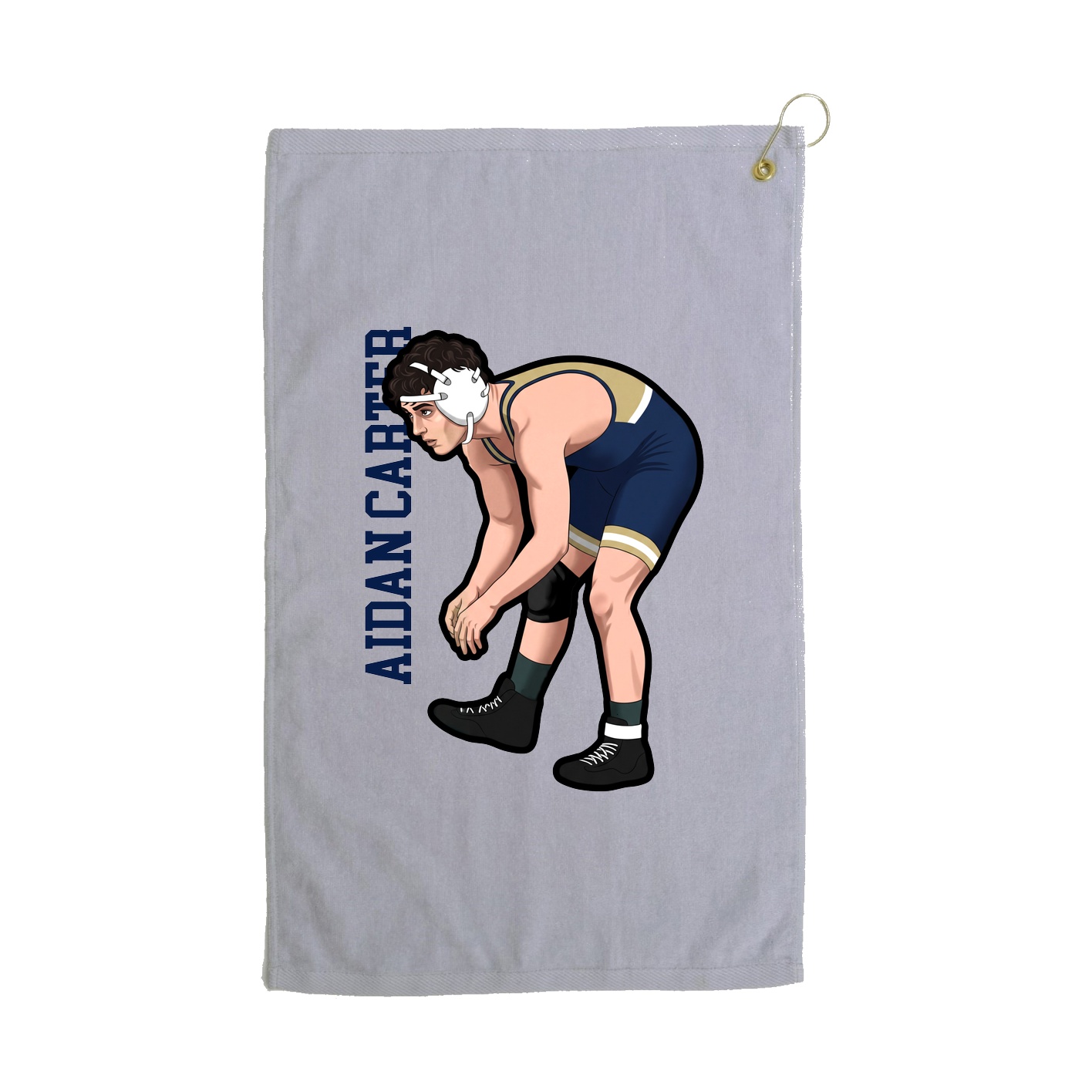 Golf Towel — Name Vertical in Grey