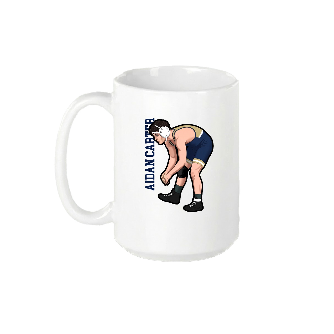 15oz Coffee Mug — Name Vertical in White