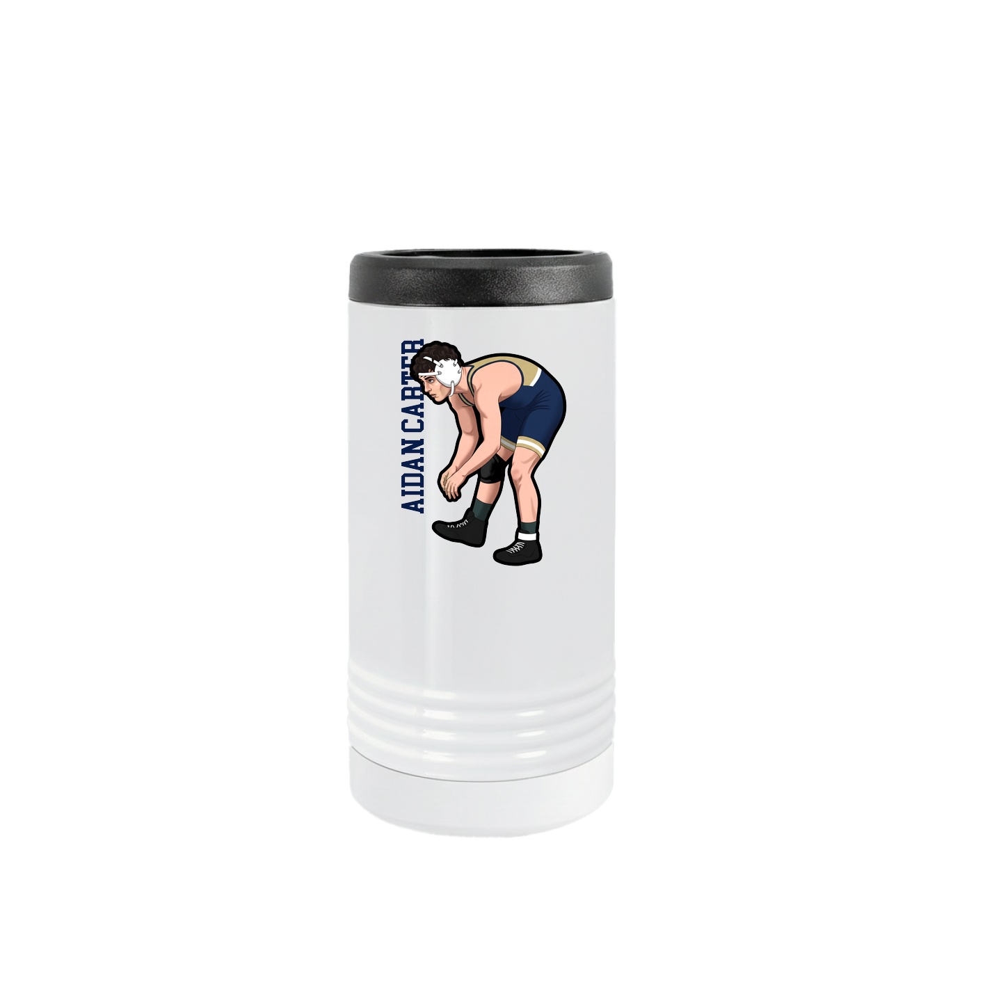 Slim Beverage Holder — Name Vertical in White