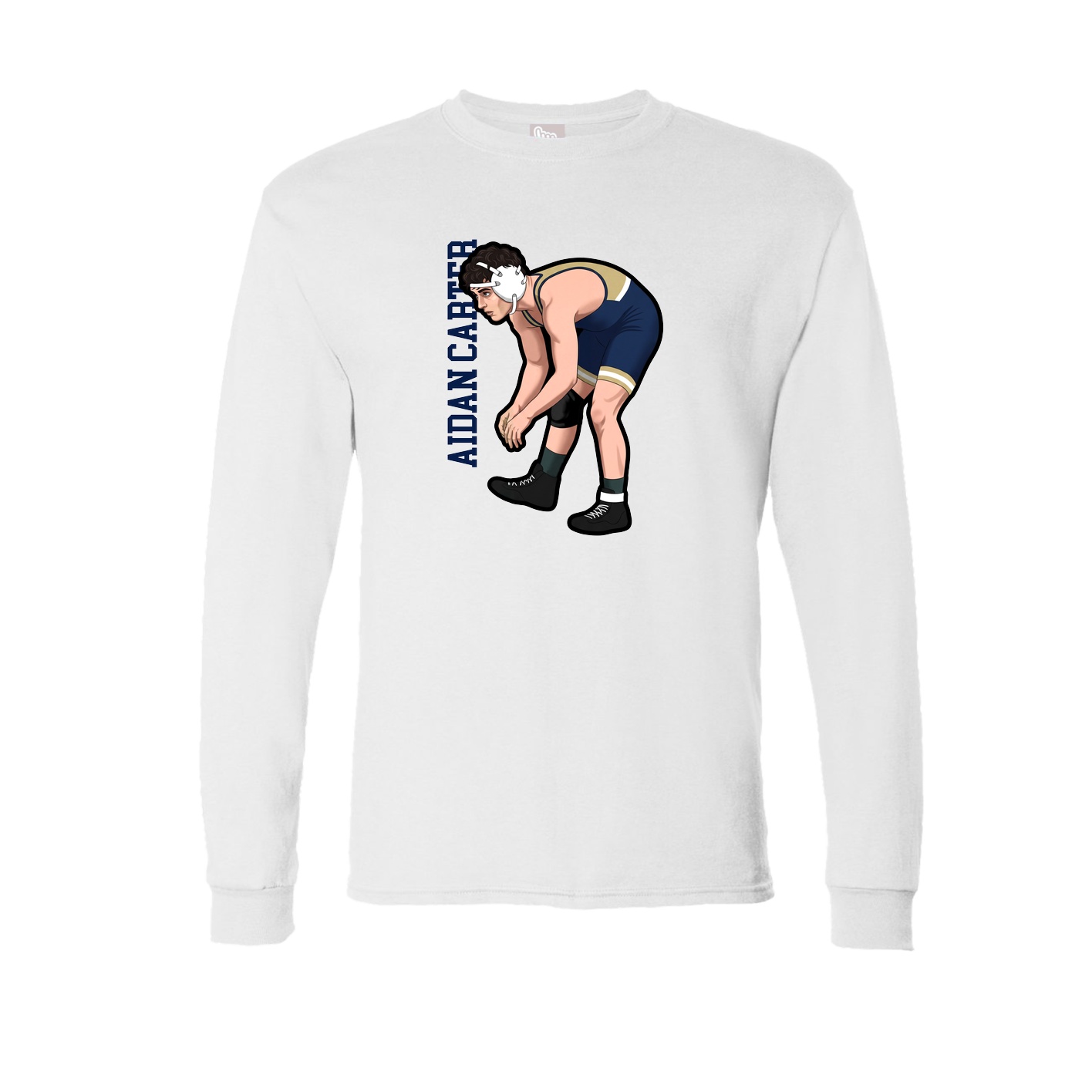 Long Sleeve Tee — Name Vertical in White