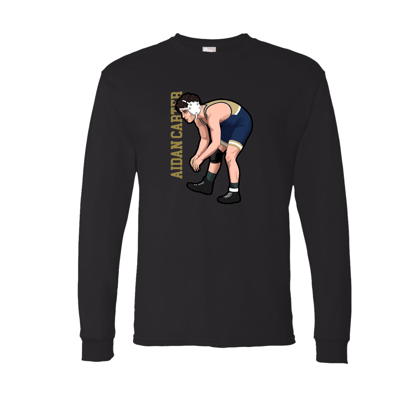 Long Sleeve Tee — Name Vertical in Black