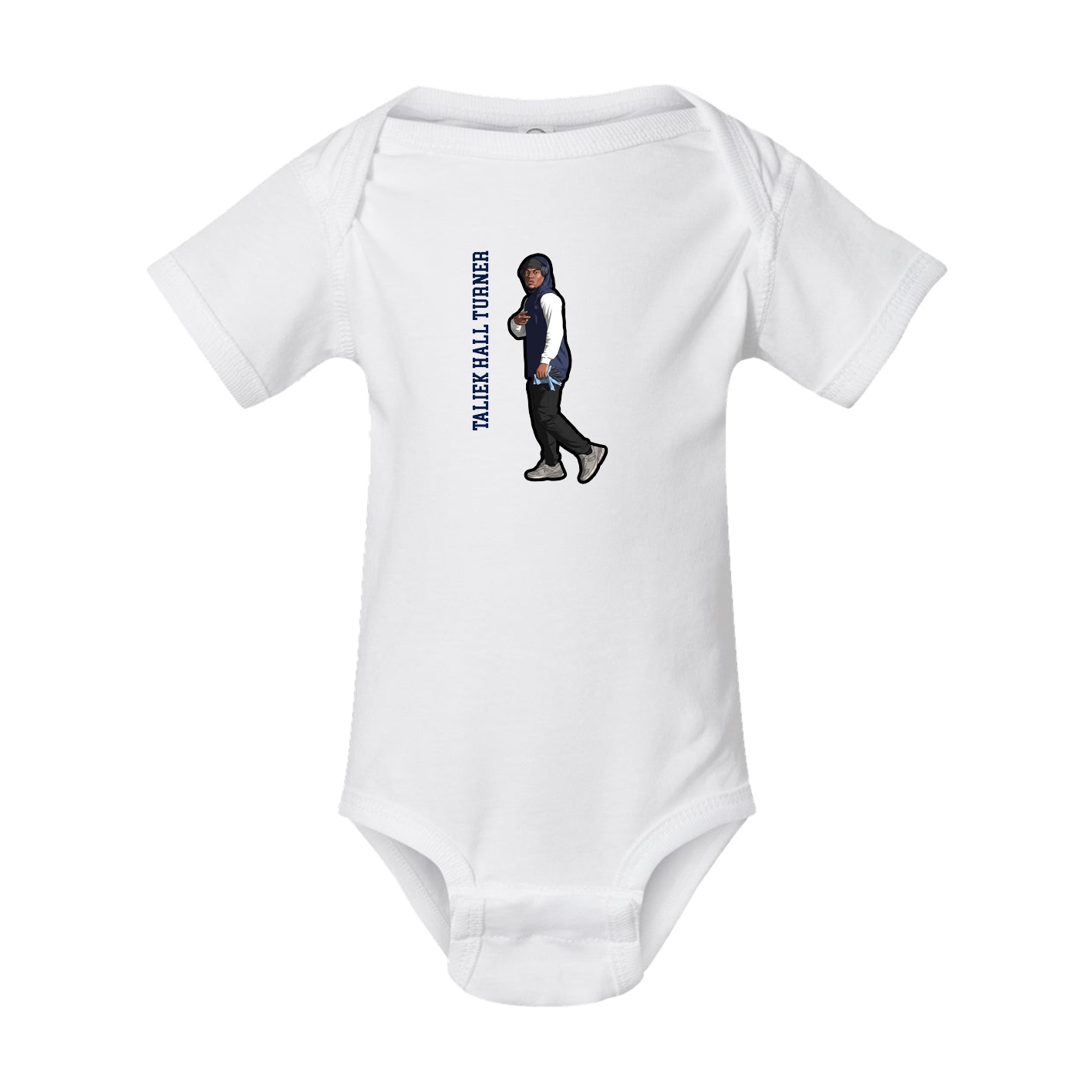 Baby Onesie — Name Vertical in White