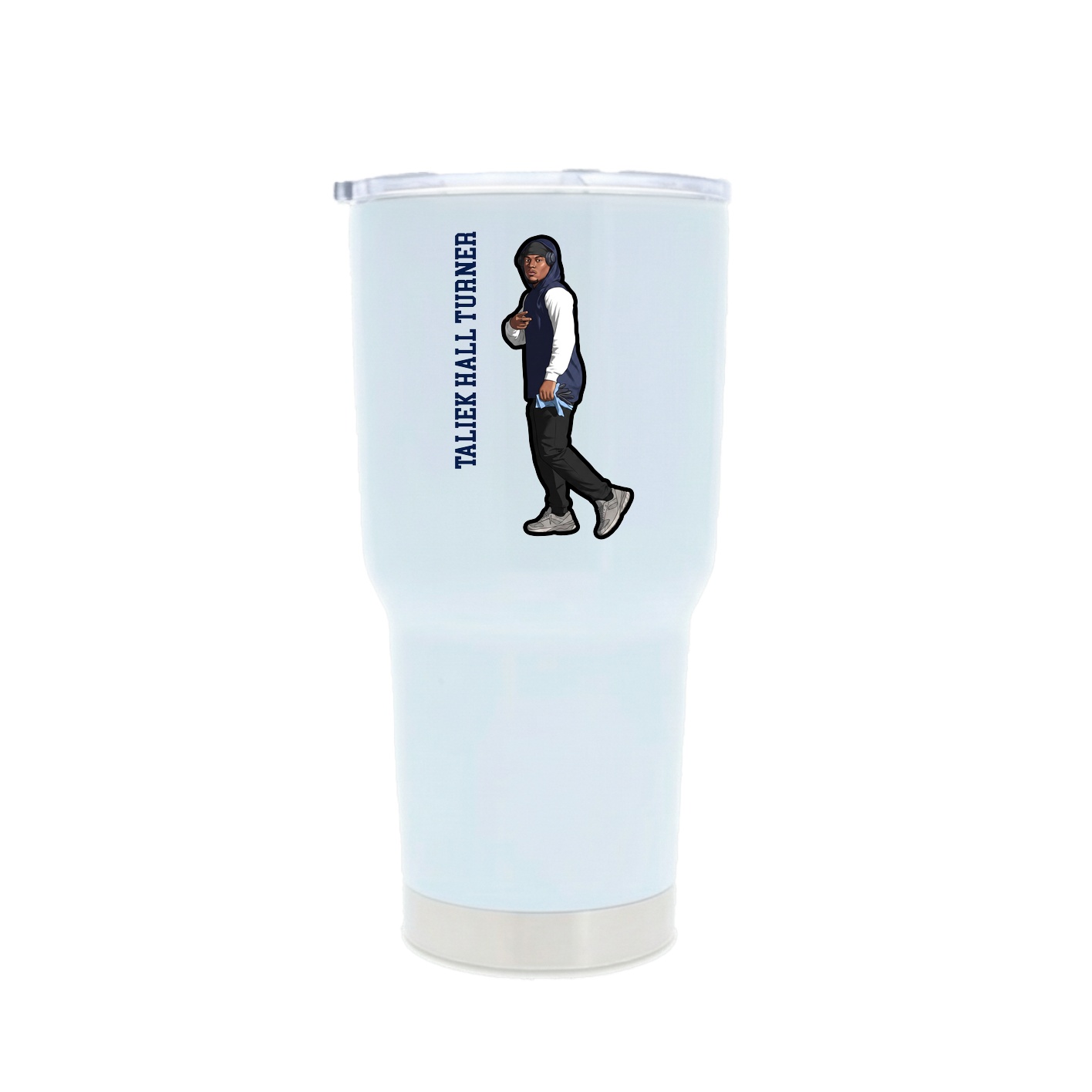 30oz Stainless Steel Tumbler — Name Vertical in White