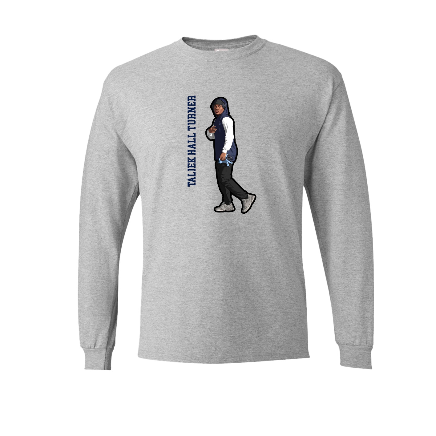 Long Sleeve Tee — Name Vertical in Grey