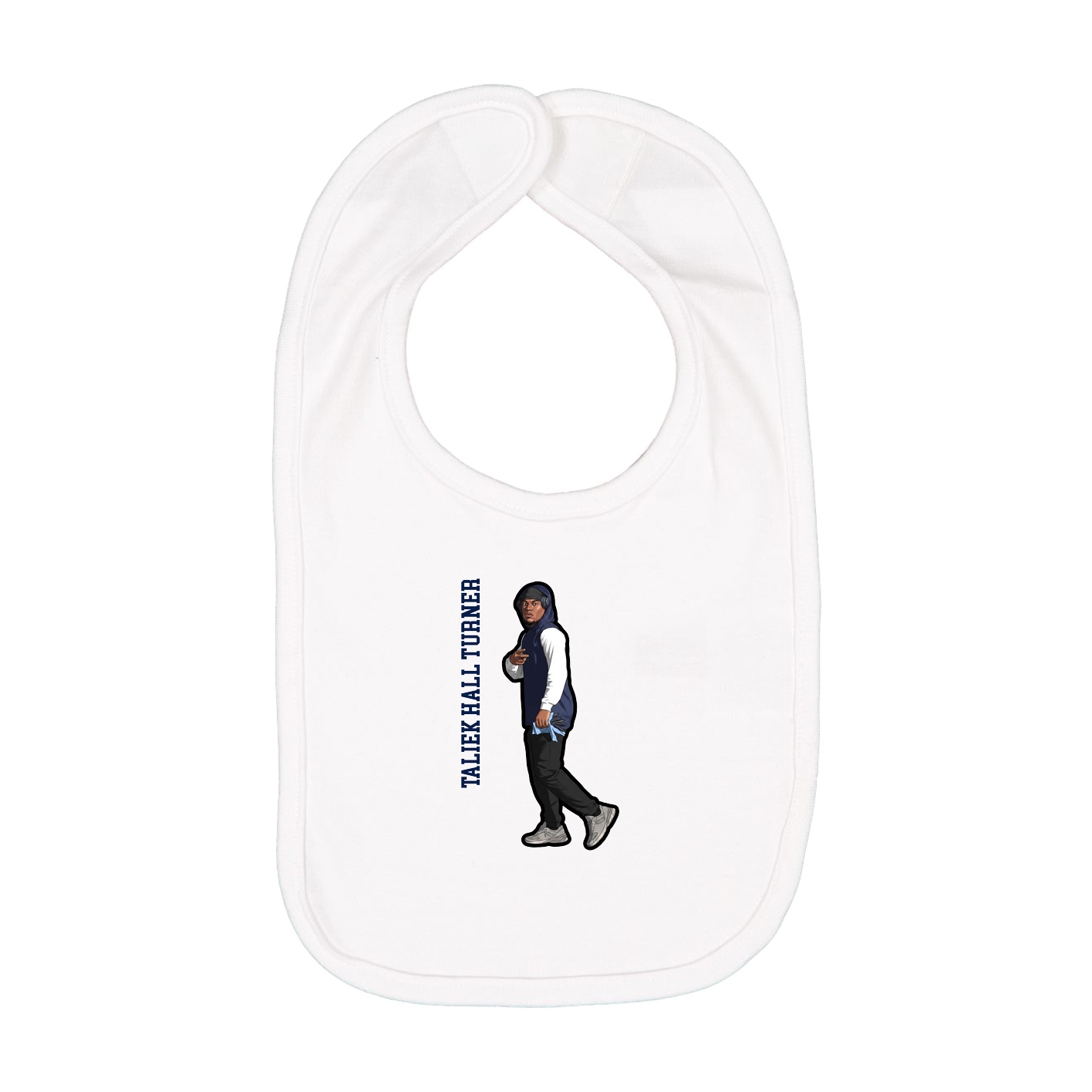 Infant Bib — Name Vertical in White