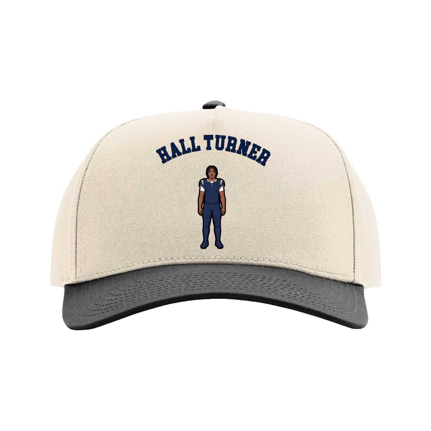 Full Fabric Five-Panel Champ Cap — Shirsey Arch in Cream/Black