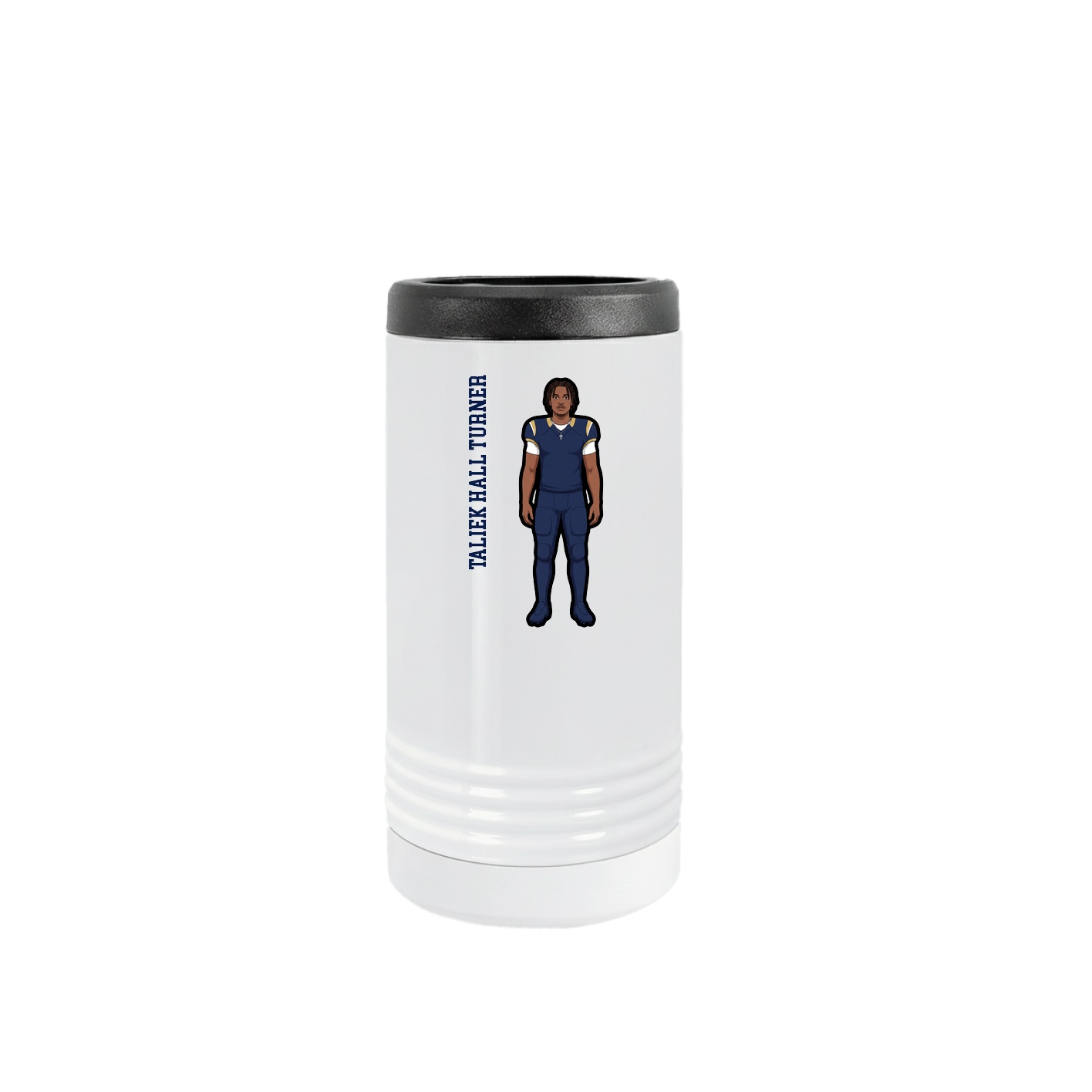 Slim Beverage Holder — Name Vertical in White