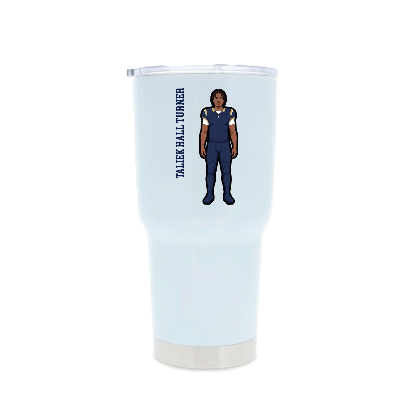 30oz Stainless Steel Tumbler — Name Vertical in White