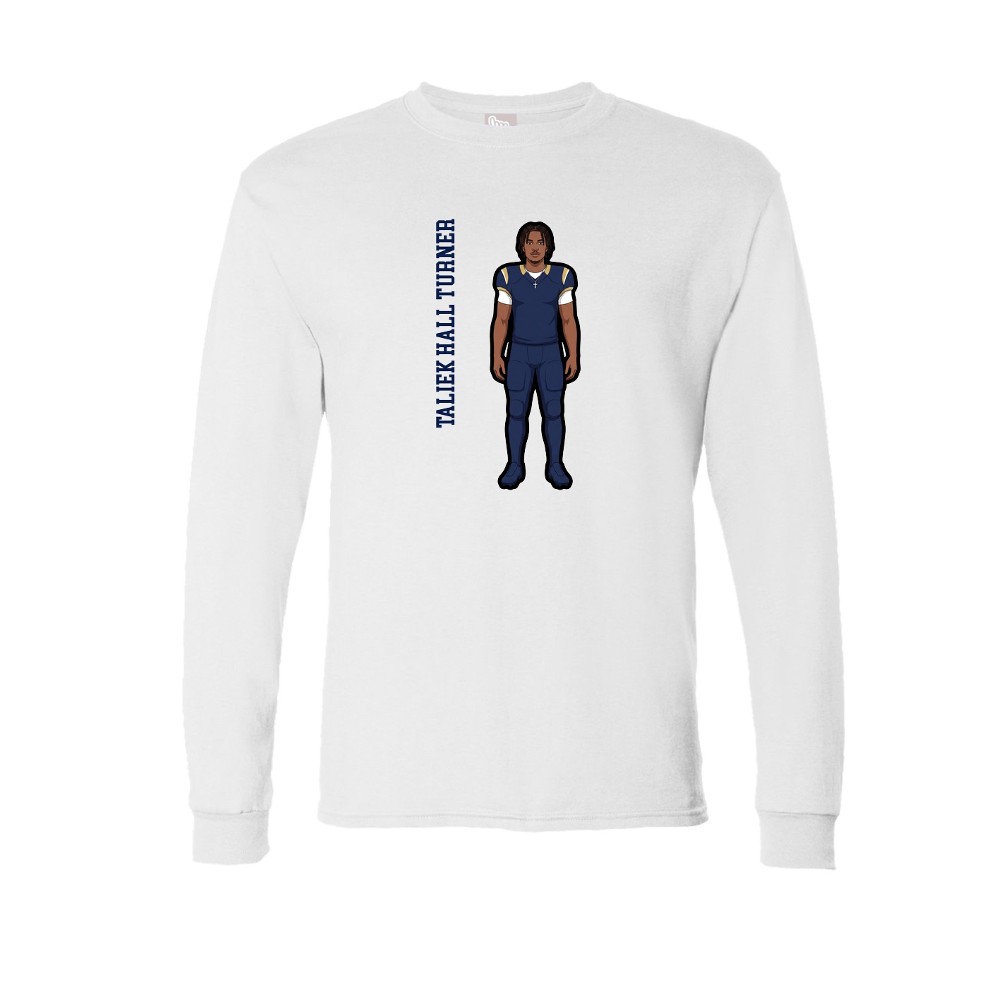 Long Sleeve Tee — Name Vertical in White