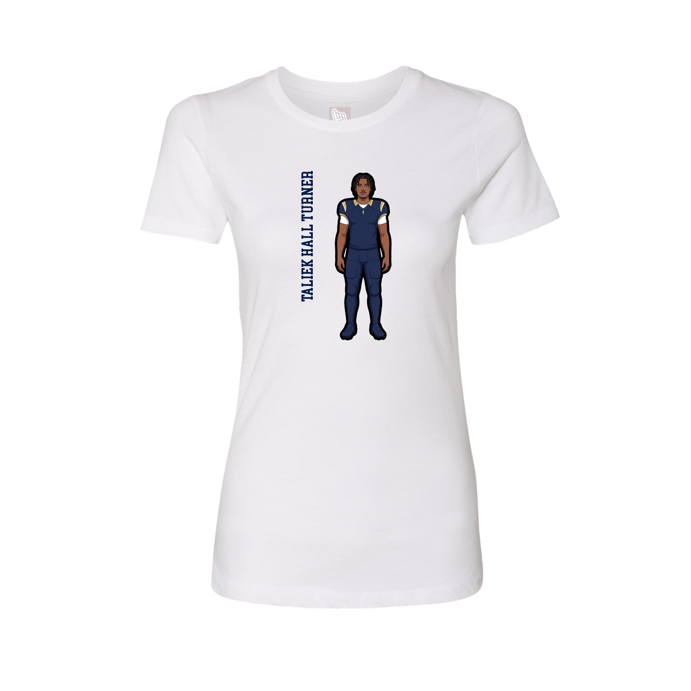 Womens Tee — Name Vertical in White