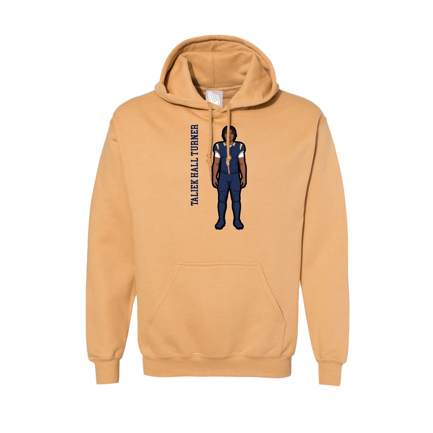 Hoodie — Name Vertical in Vegas Gold