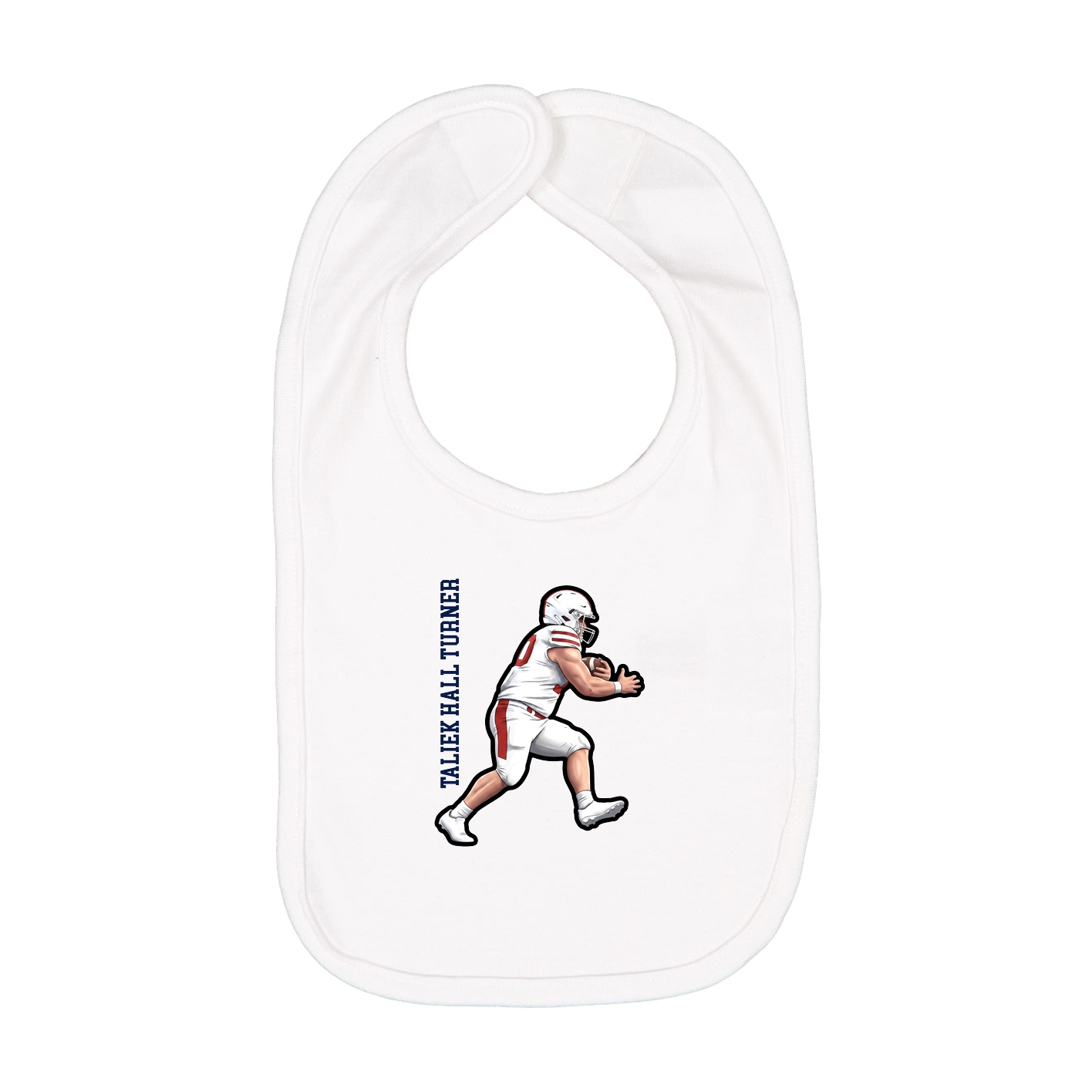 Infant Bib — Name Vertical in White