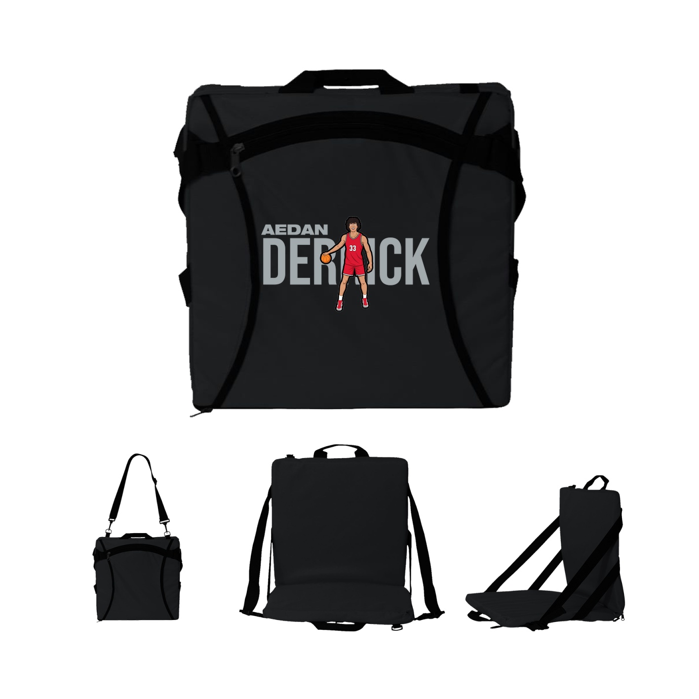 Folding Stadium Seat — Player Name in Black