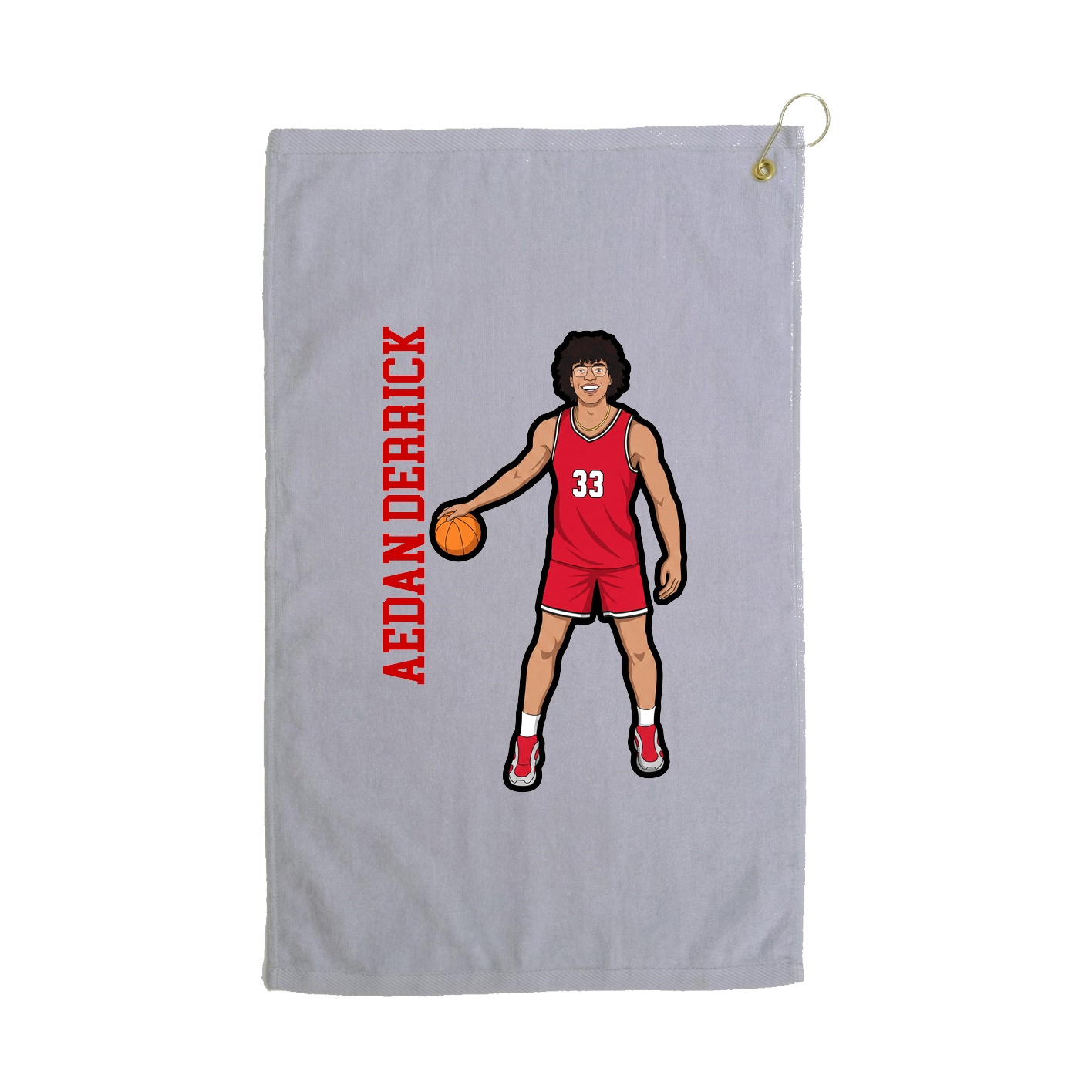 Golf Towel — Name Vertical in Grey