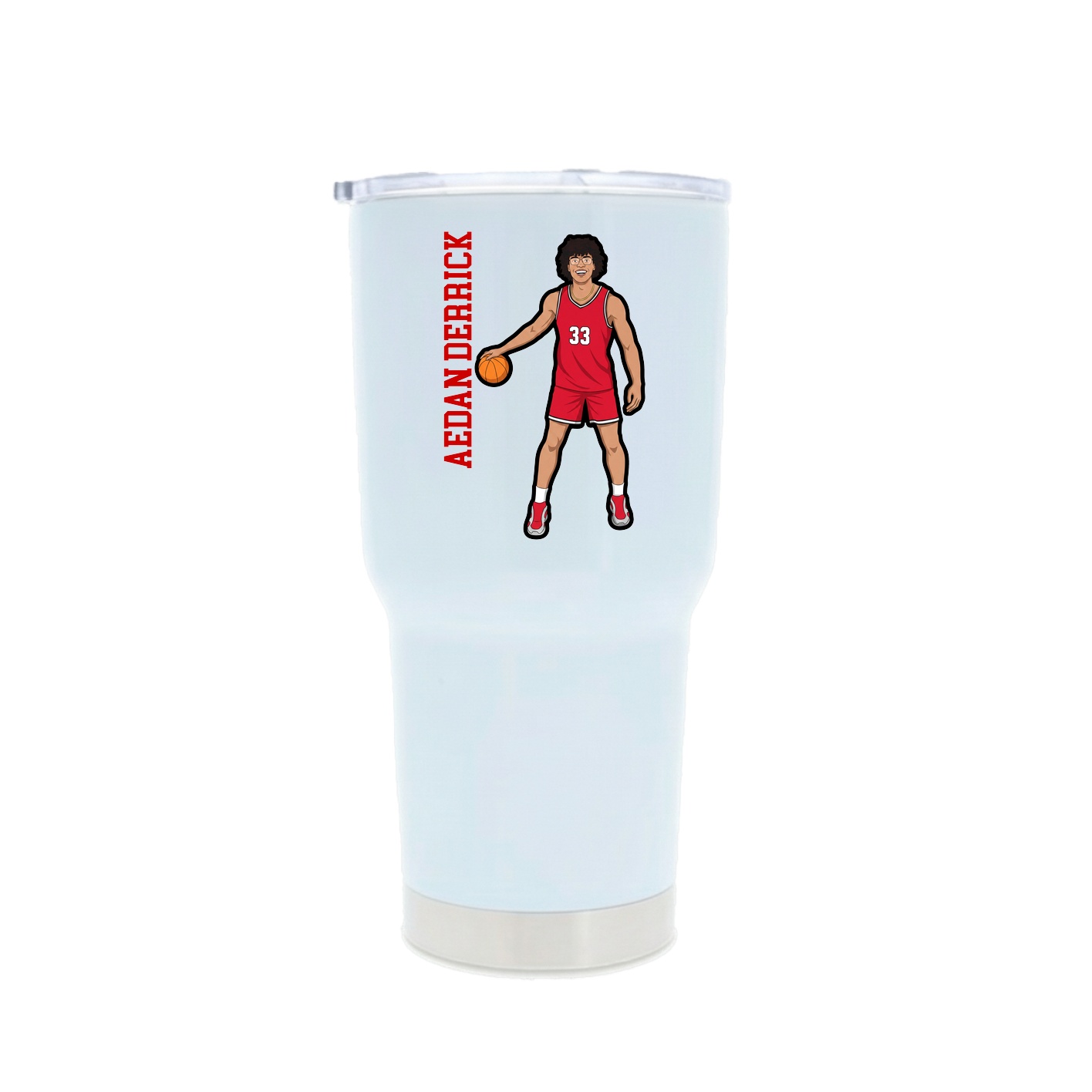 30oz Stainless Steel Tumbler — Name Vertical in White
