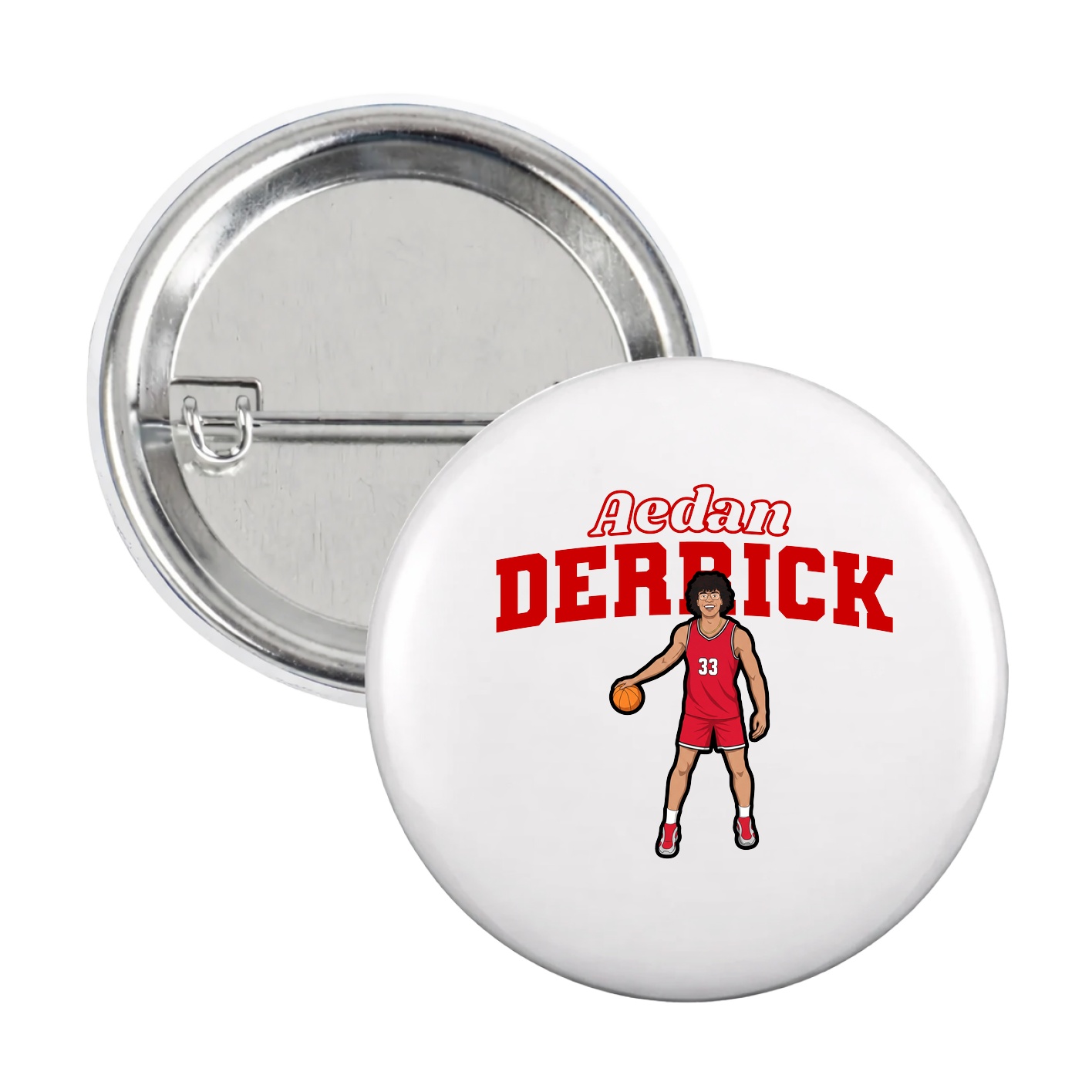 Game Day Button — Name Arch in White