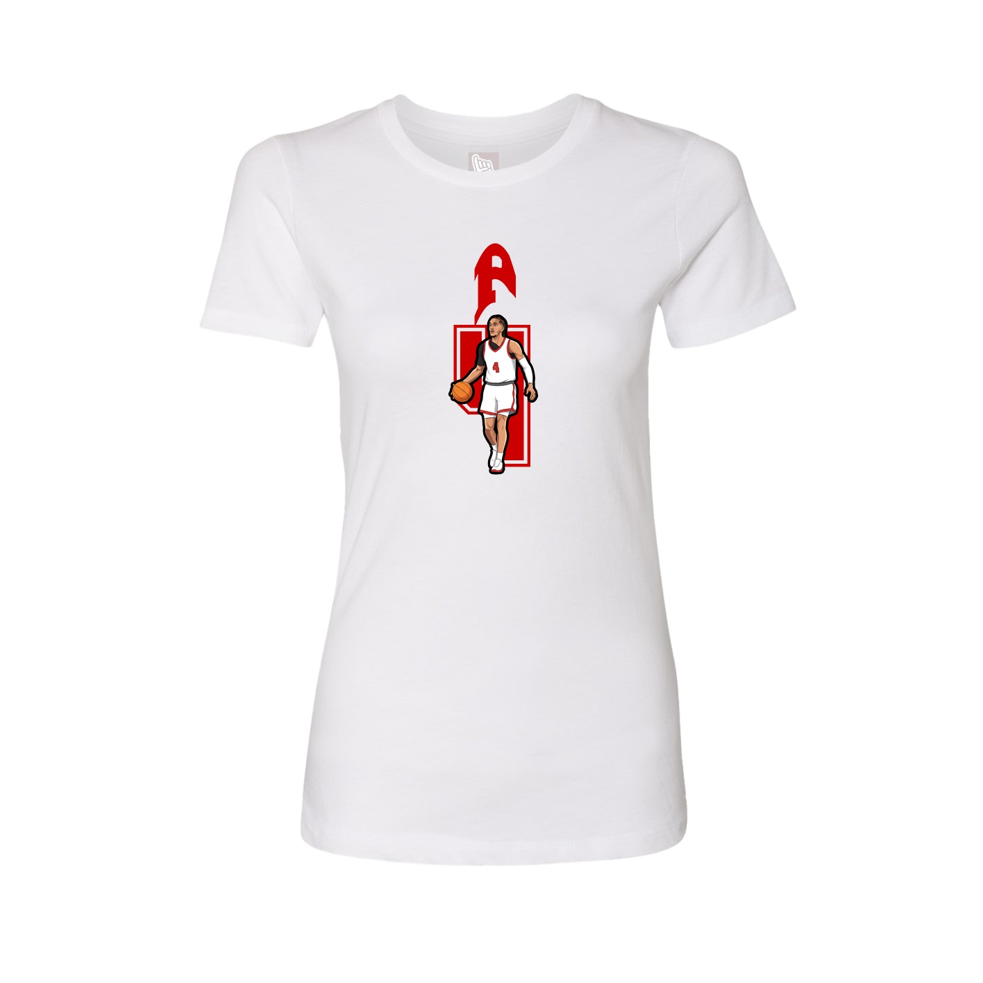 Fitted Women's Tee — Number in White