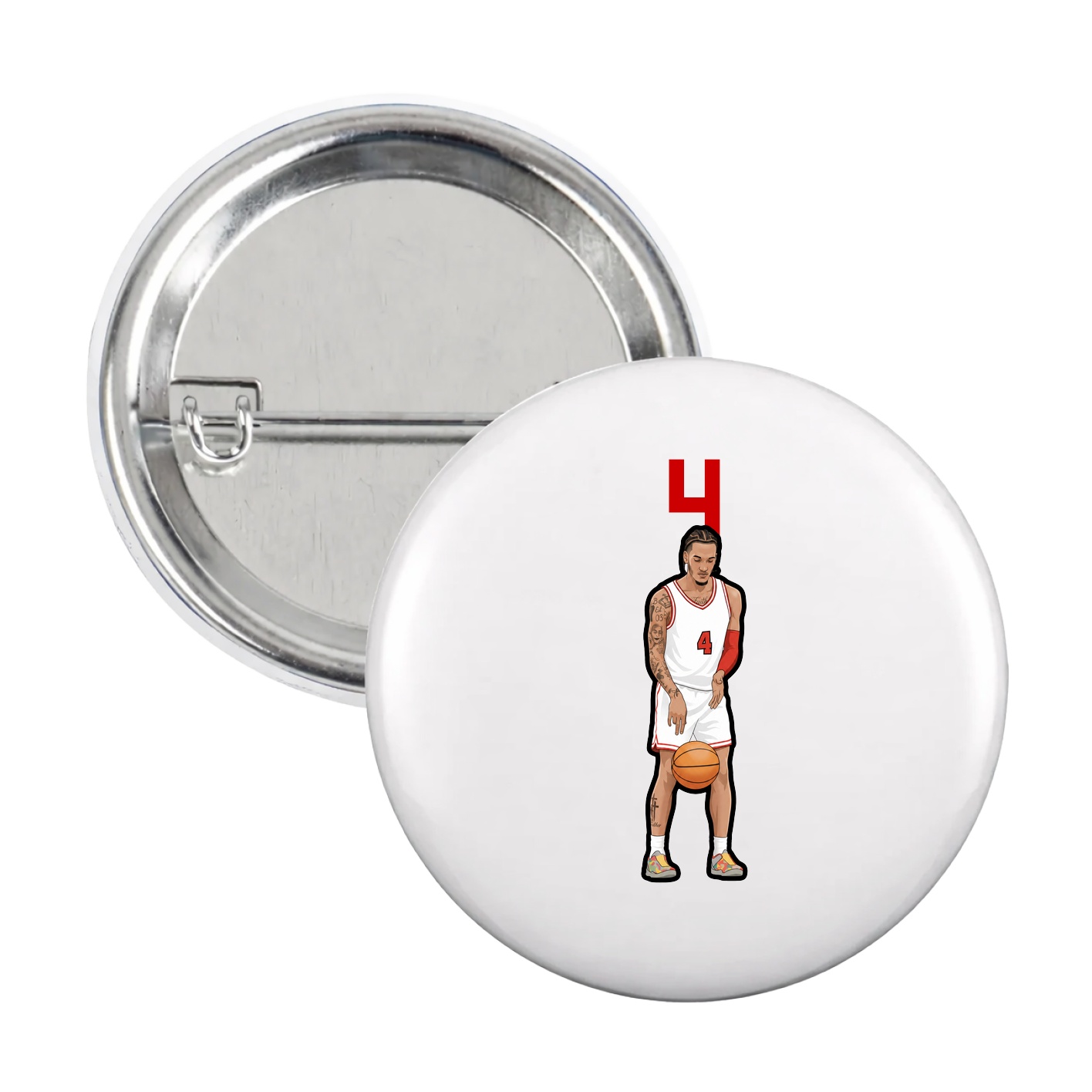 Game Day Button — Number Top in White