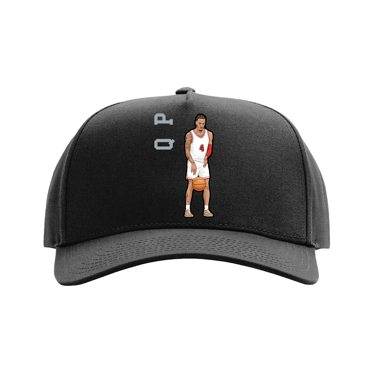 Full Fabric Five-Panel Champ Cap — Name Vertical in Black