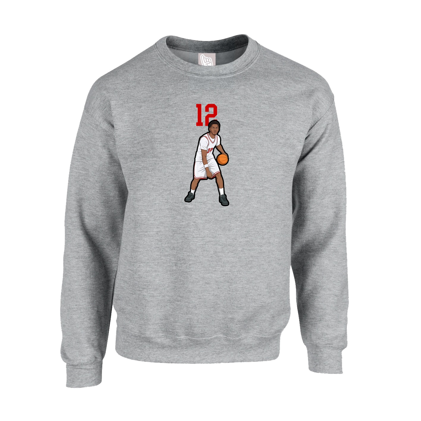 Fleece Crew — Number Top in Grey