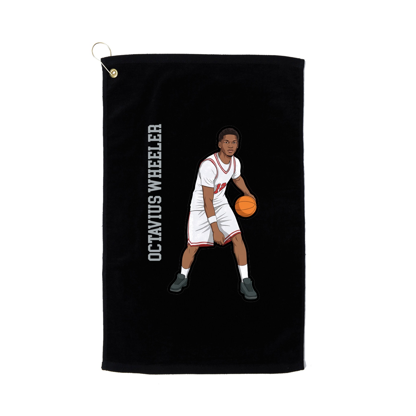 Golf Towel — Name Vertical in Black