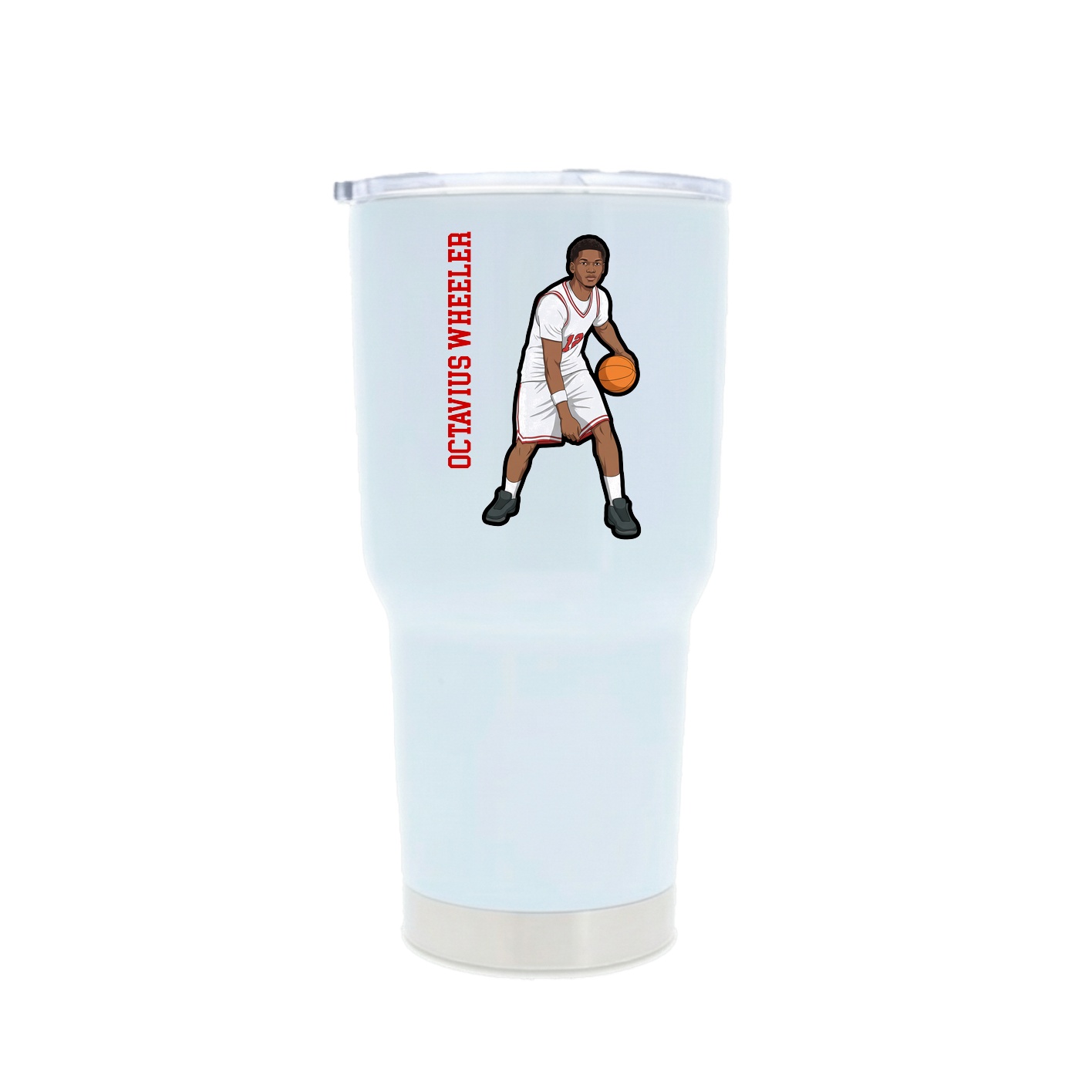 30oz Stainless Steel Tumbler — Name Vertical in White