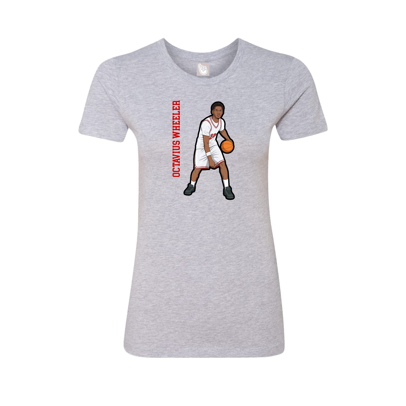 Fitted Women's Tee — Name Vertical in Grey