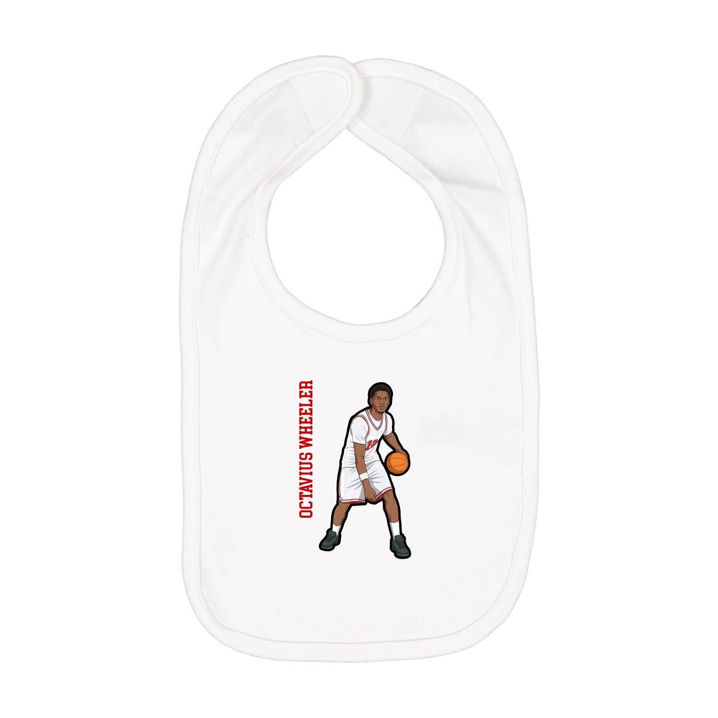 Infant Bib — Name Vertical in White