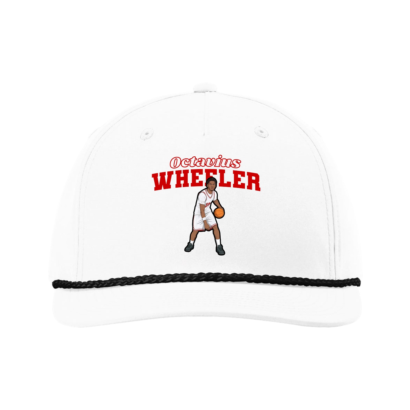 Five-Panel Classic Rope Cap — Name Arch in White
