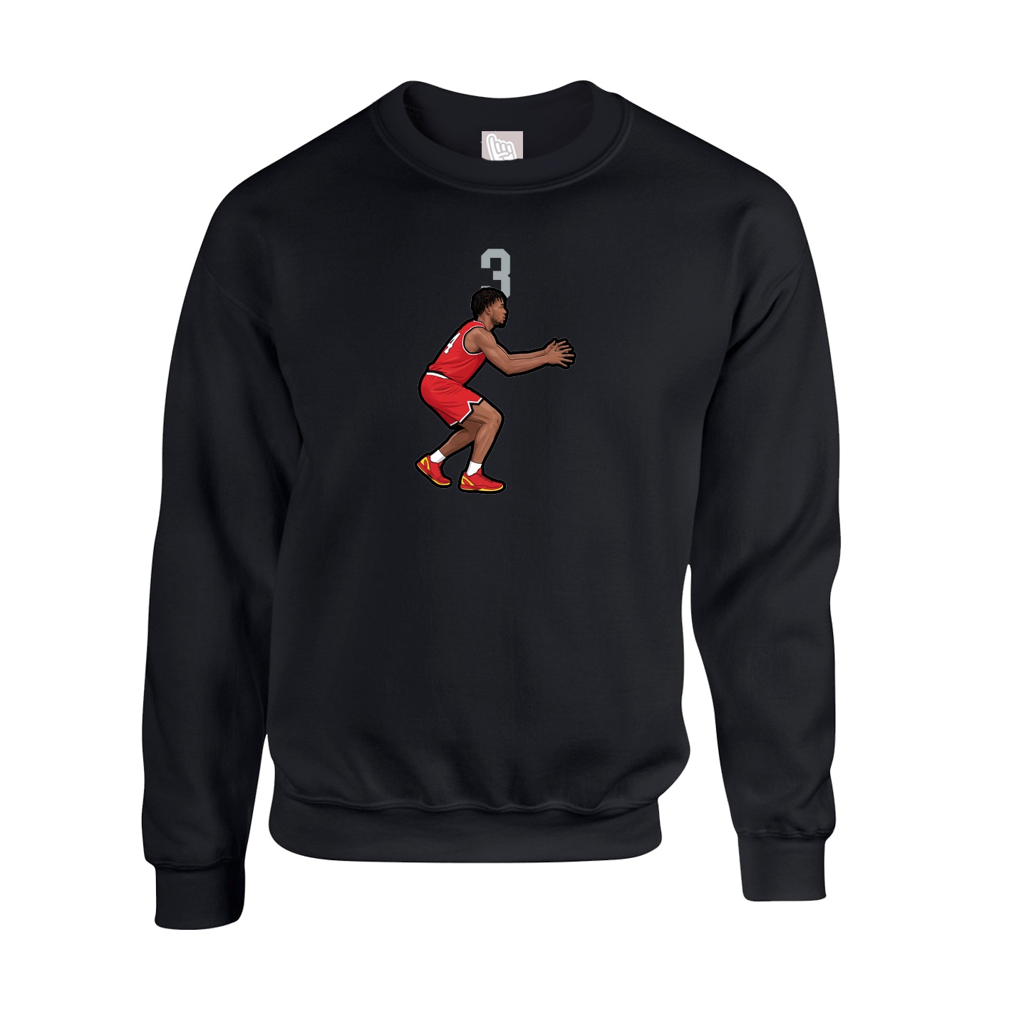 Fleece Crew — Number Top in Black