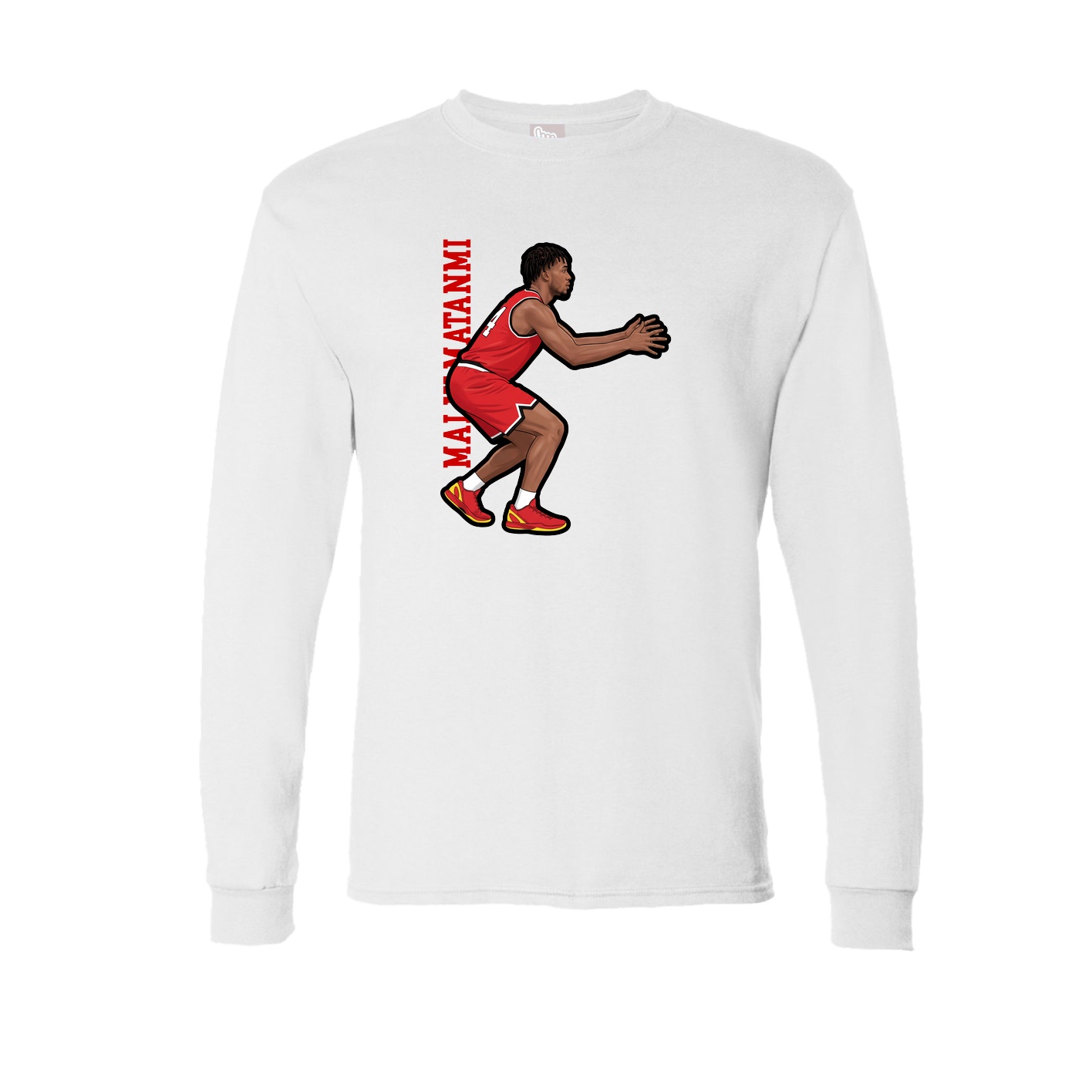 Long Sleeve Tee — Name Vertical in White