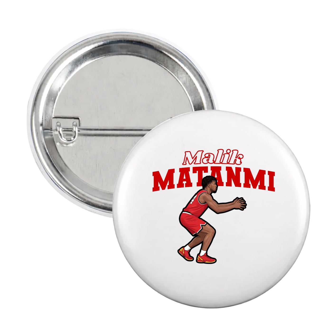 Game Day Button — Name Arch in White