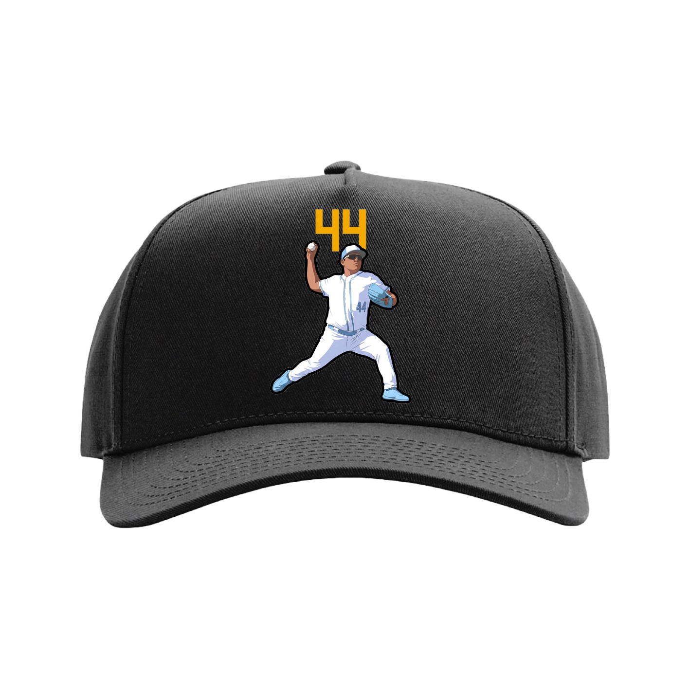 Full Fabric Five-Panel Champ Cap — Number Top in Black