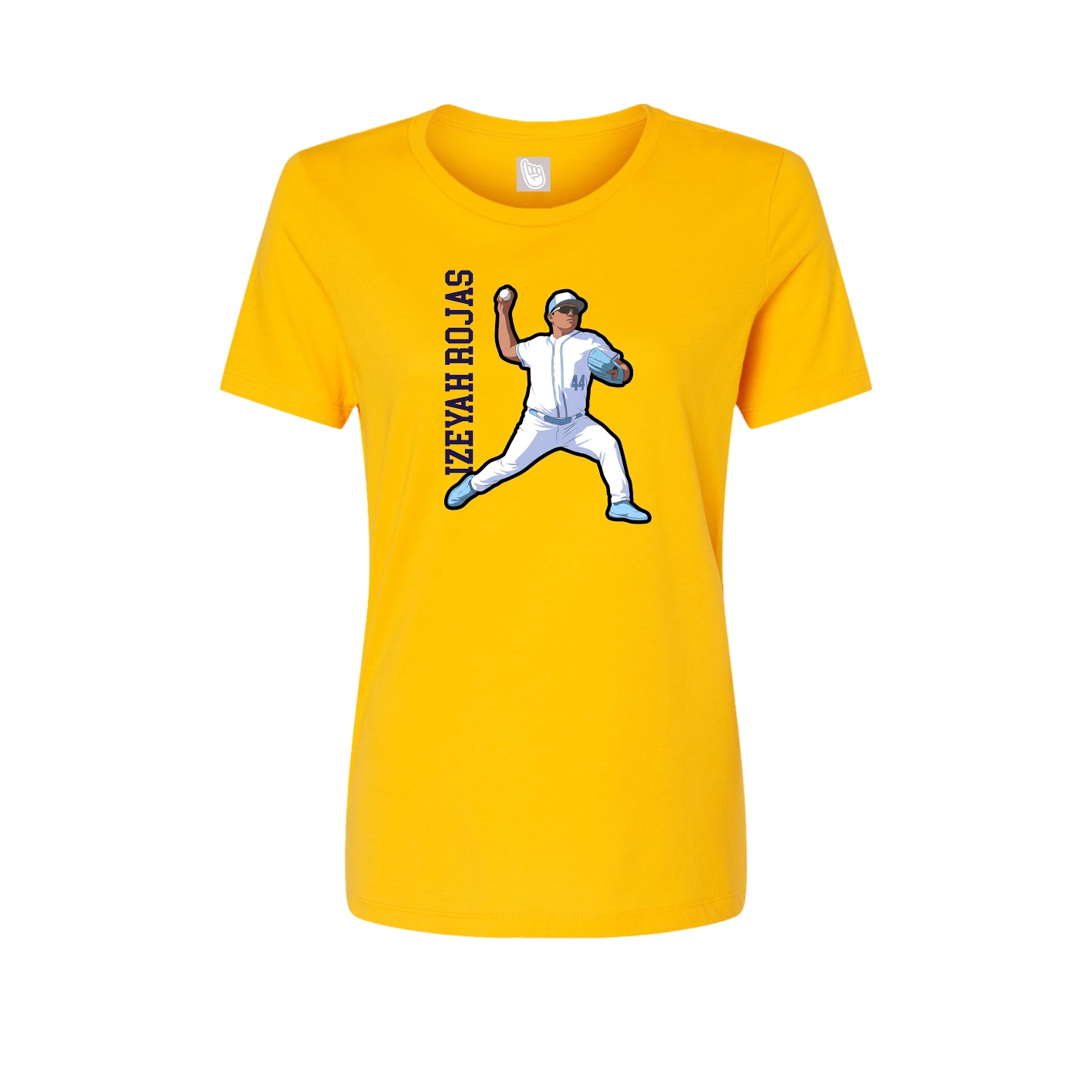 Fitted Women's Tee — Name Vertical in Gold