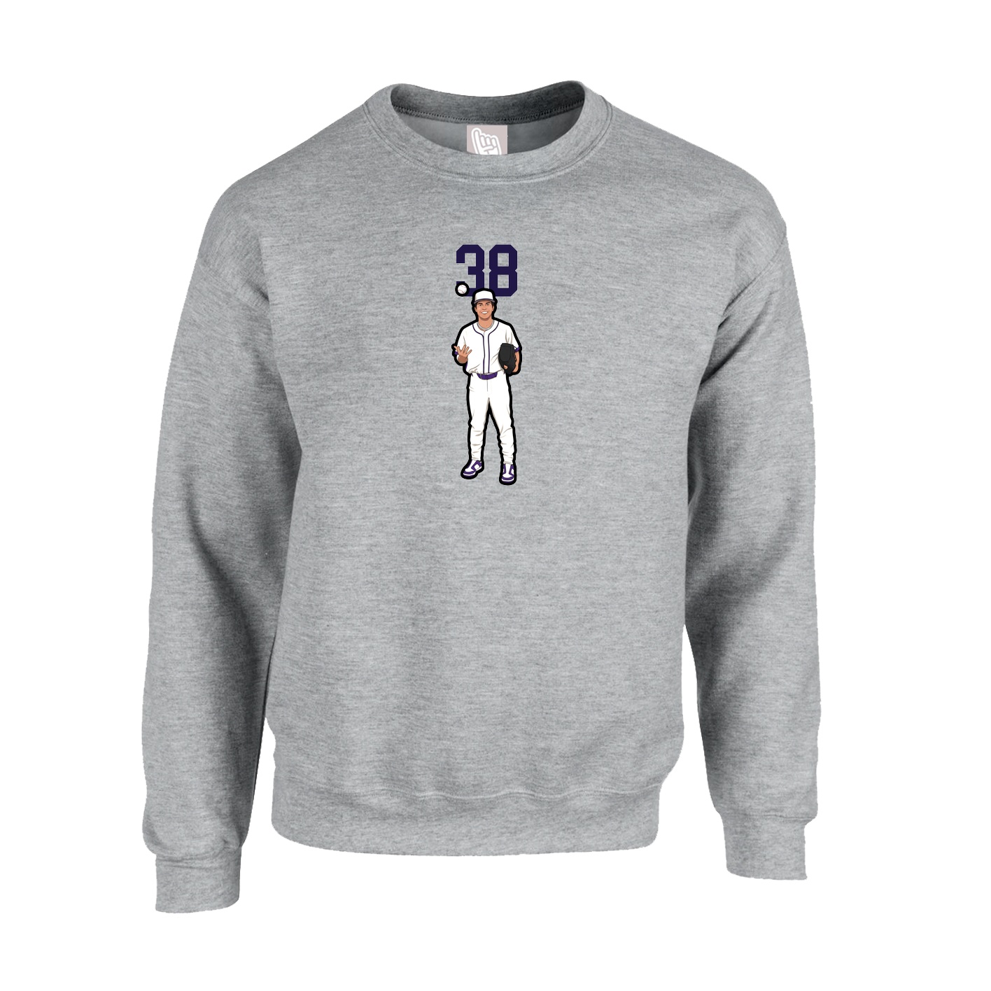 Fleece Crew — Number Top in Grey