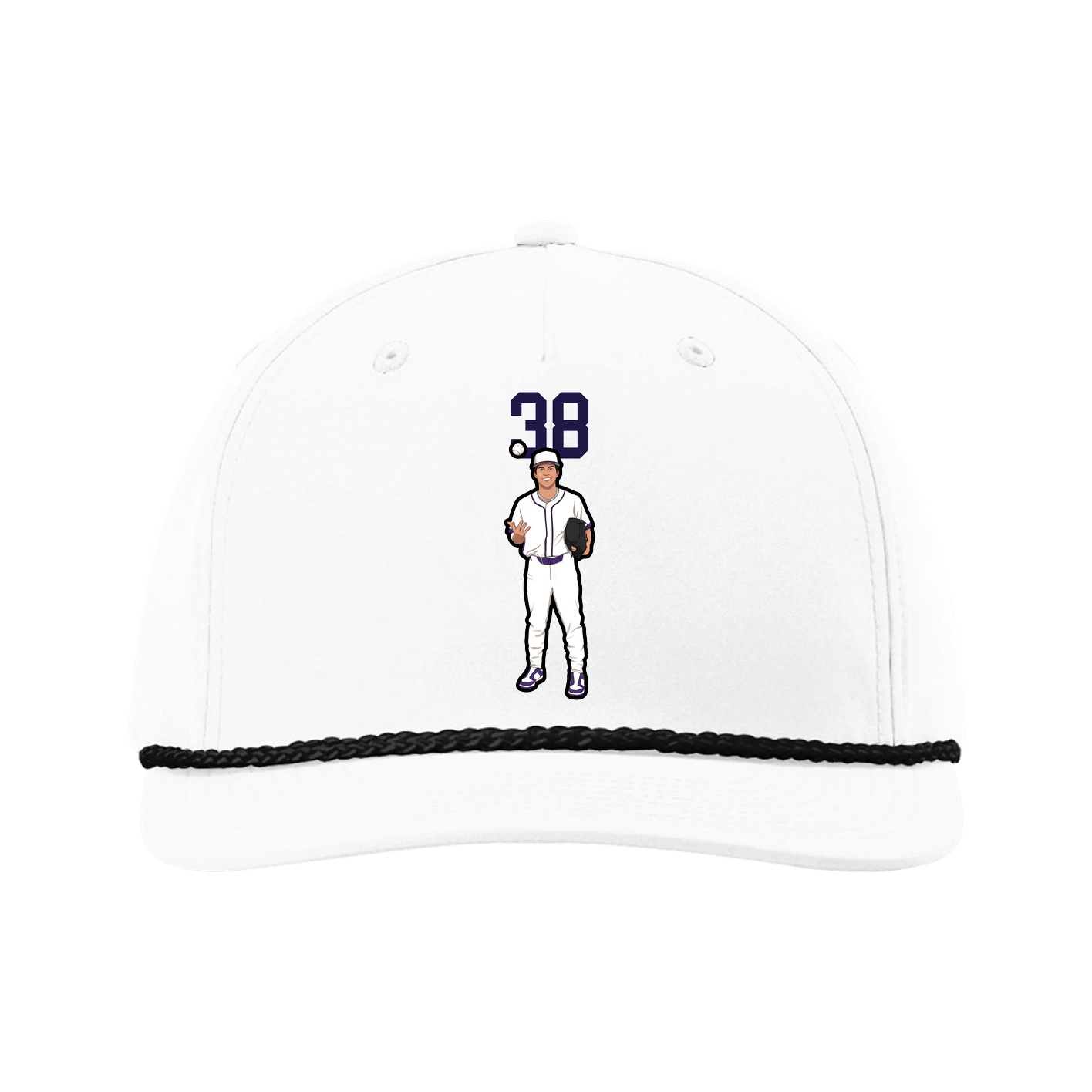 Five-Panel Classic Rope Cap — Number Top in White