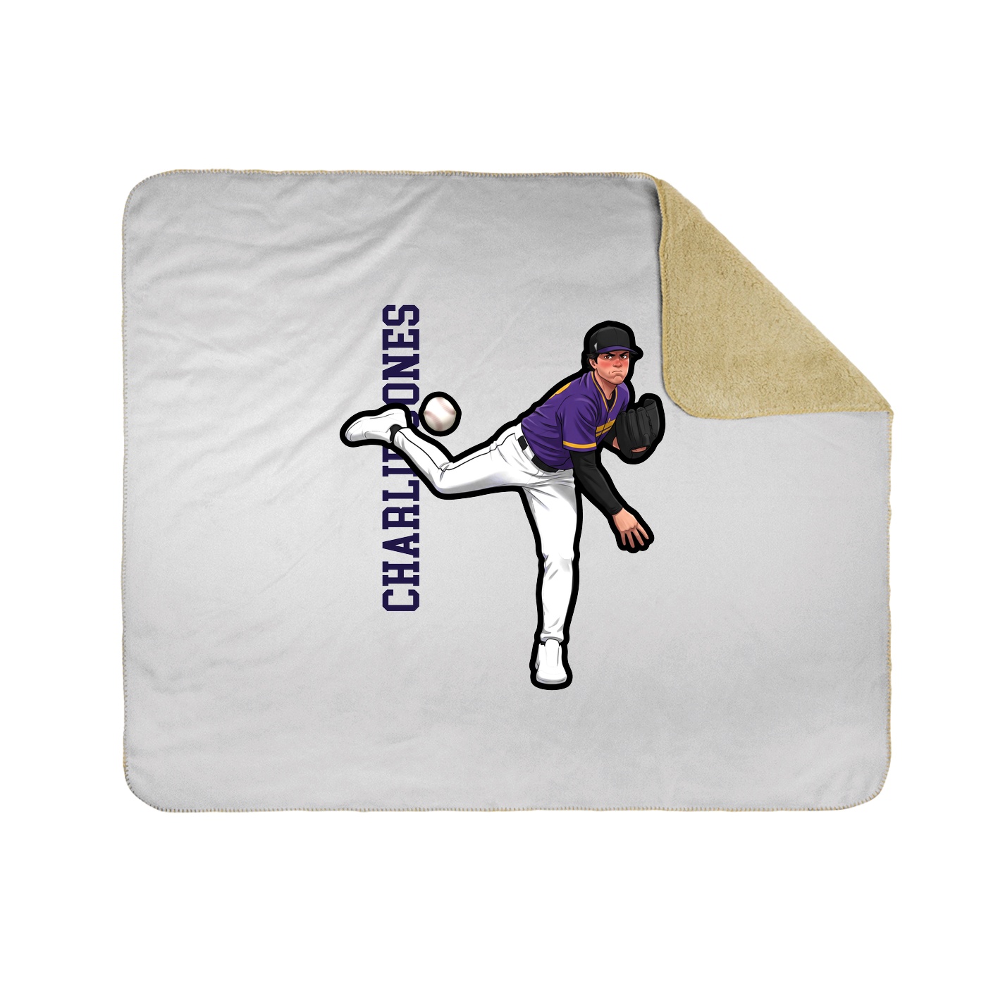 Throw Blanket — Name Vertical in White