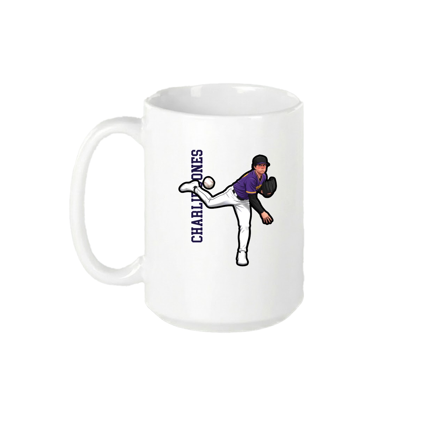 15oz Coffee Mug — Name Vertical in White