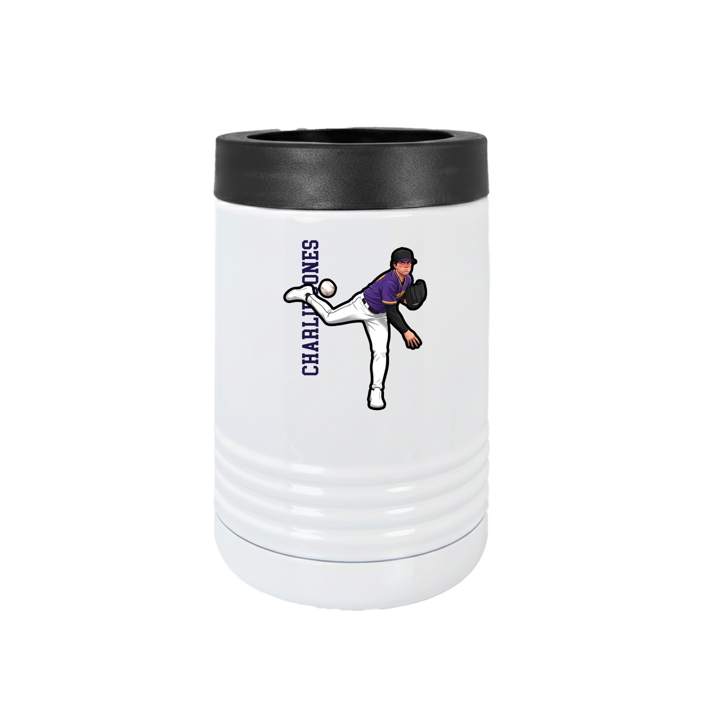 Beverage Holder — Name Vertical in White